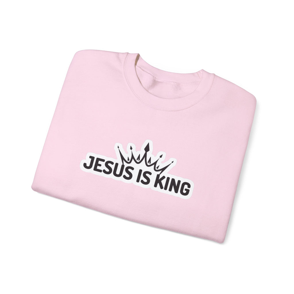 "Jesus is King" Christian Unisex Crewneck Sweatshirt – Bold Faith, Cozy Comfort