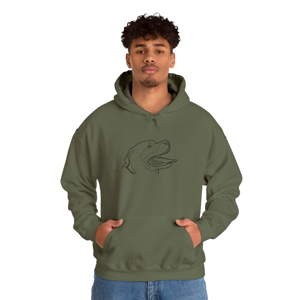 The Rottie Snuggle Unisex Hoodie –Graphic Minimal Dog Line Art