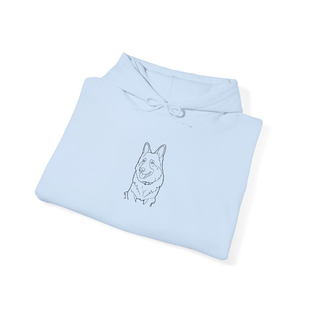 Minimalist German Shepherd Hoodie — Hand-Drawn Dog Portrait Pullover