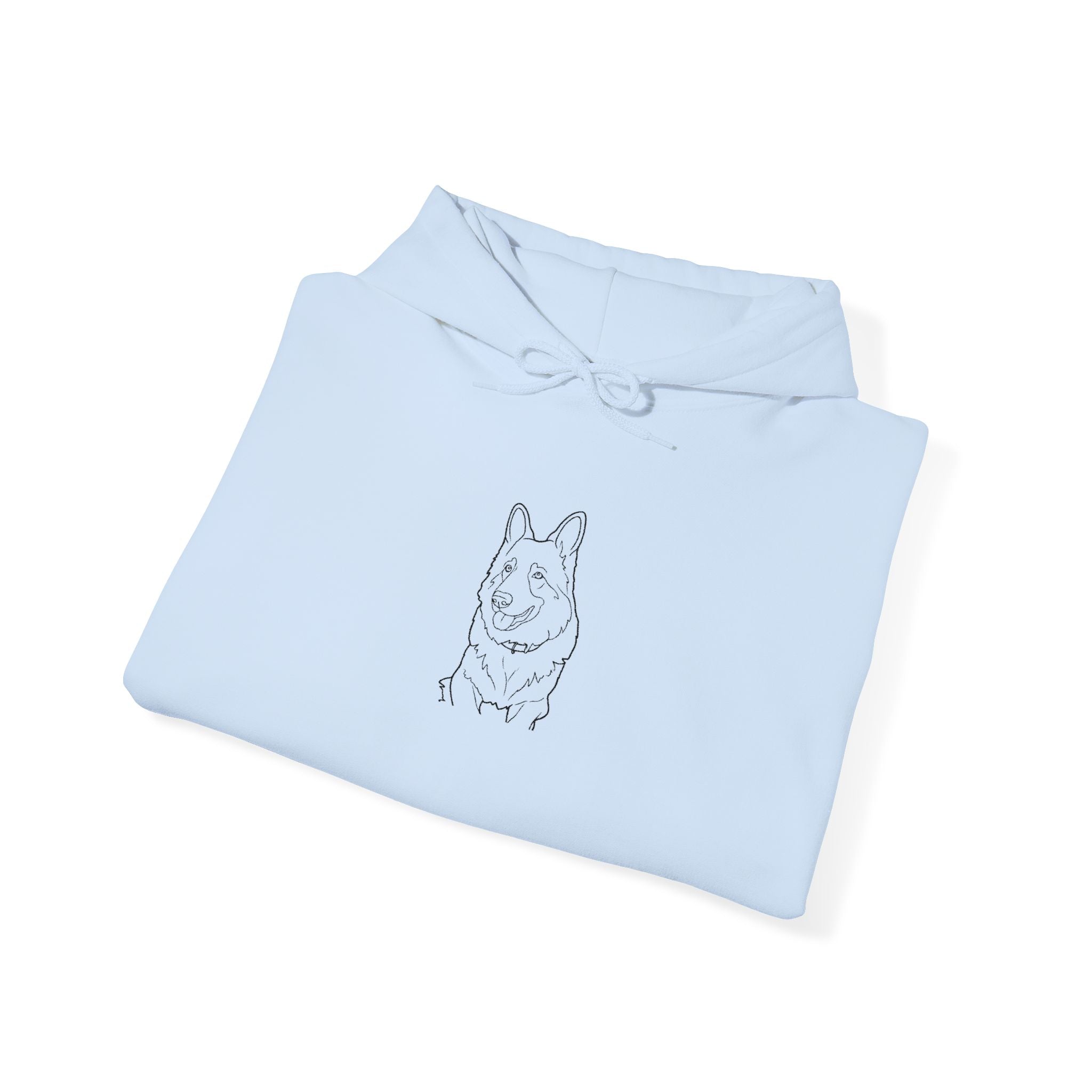 Minimalist German Shepherd Hoodie — Hand-Drawn Dog Portrait Pullover