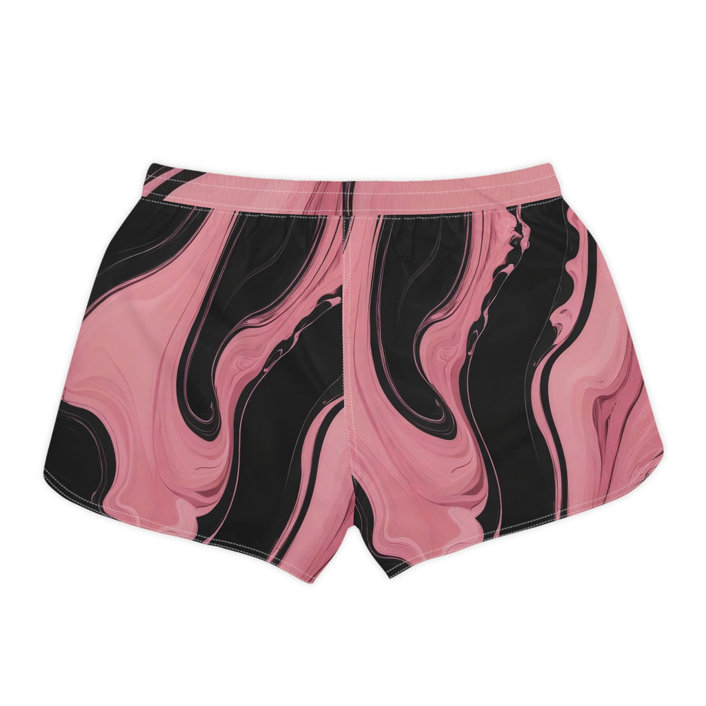Pink & Black Marble Surf Shorts- Women's Casual Beach/Workout Shorts