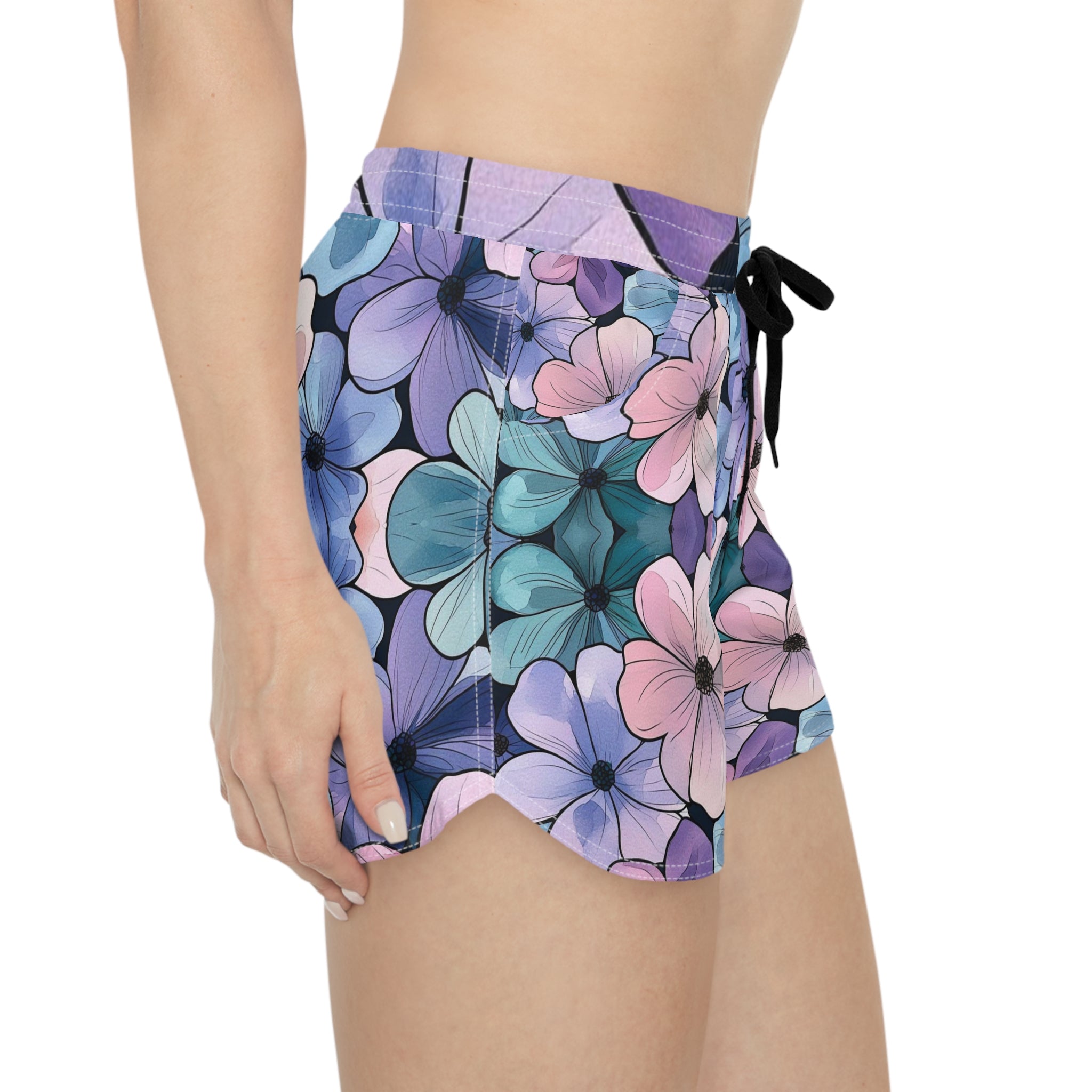Floral Pastel Lounge Shorts — Women's Casual Flower Print Beach Shorts
