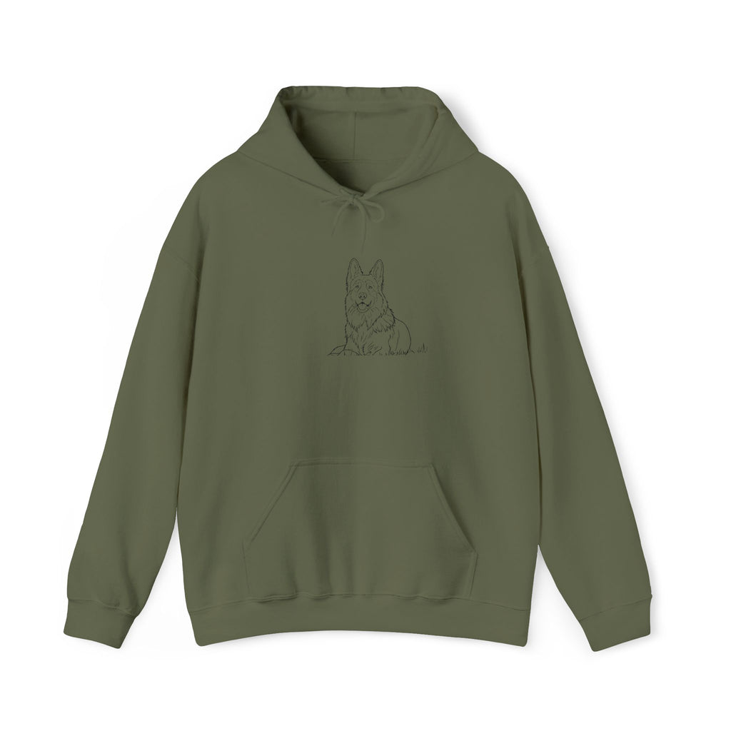 The Shepherd’s Watch Comfort Hoodie  - Minimalist Dog Line Art