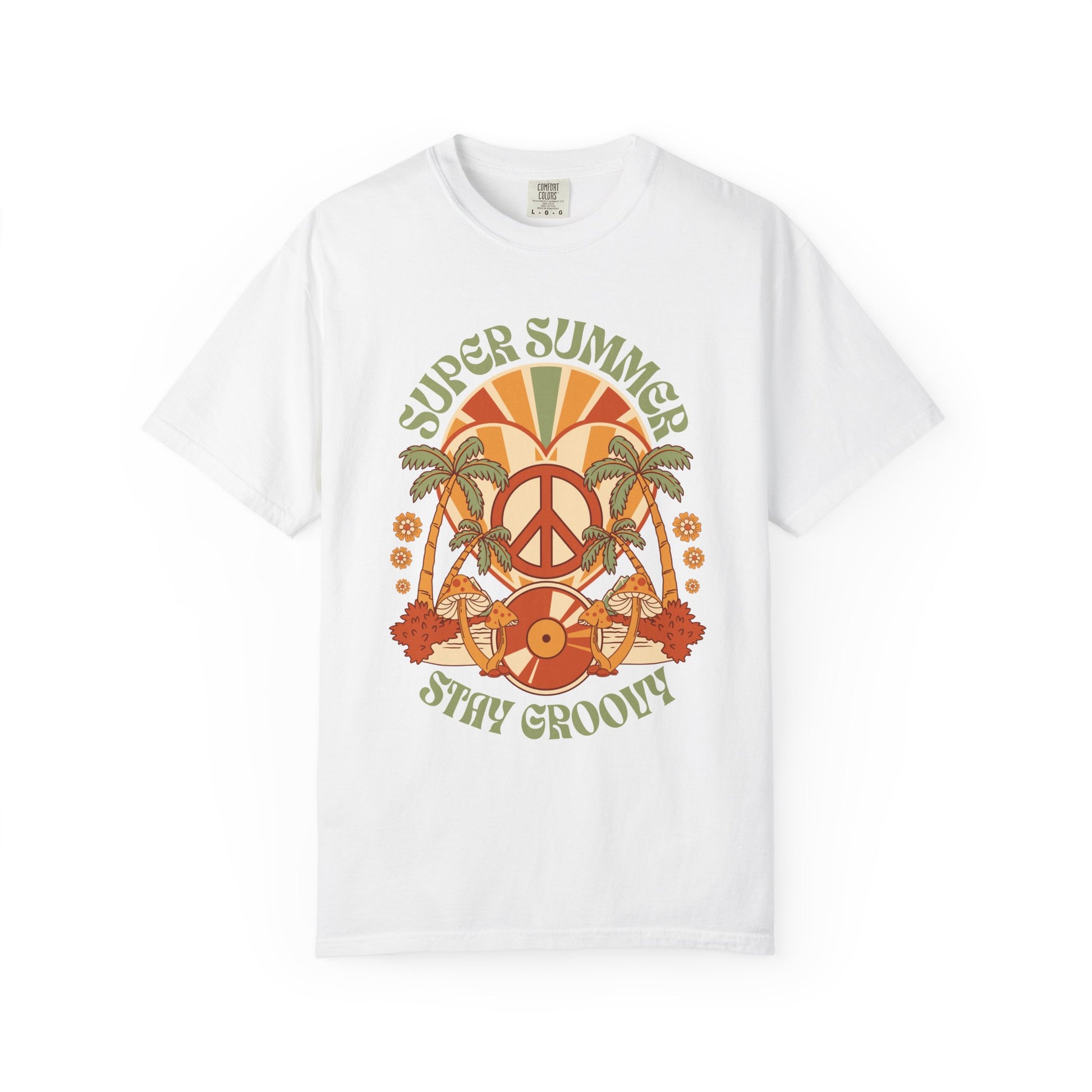 Super Summer Groovy Tee – Peace, Palms & Retro Vibes