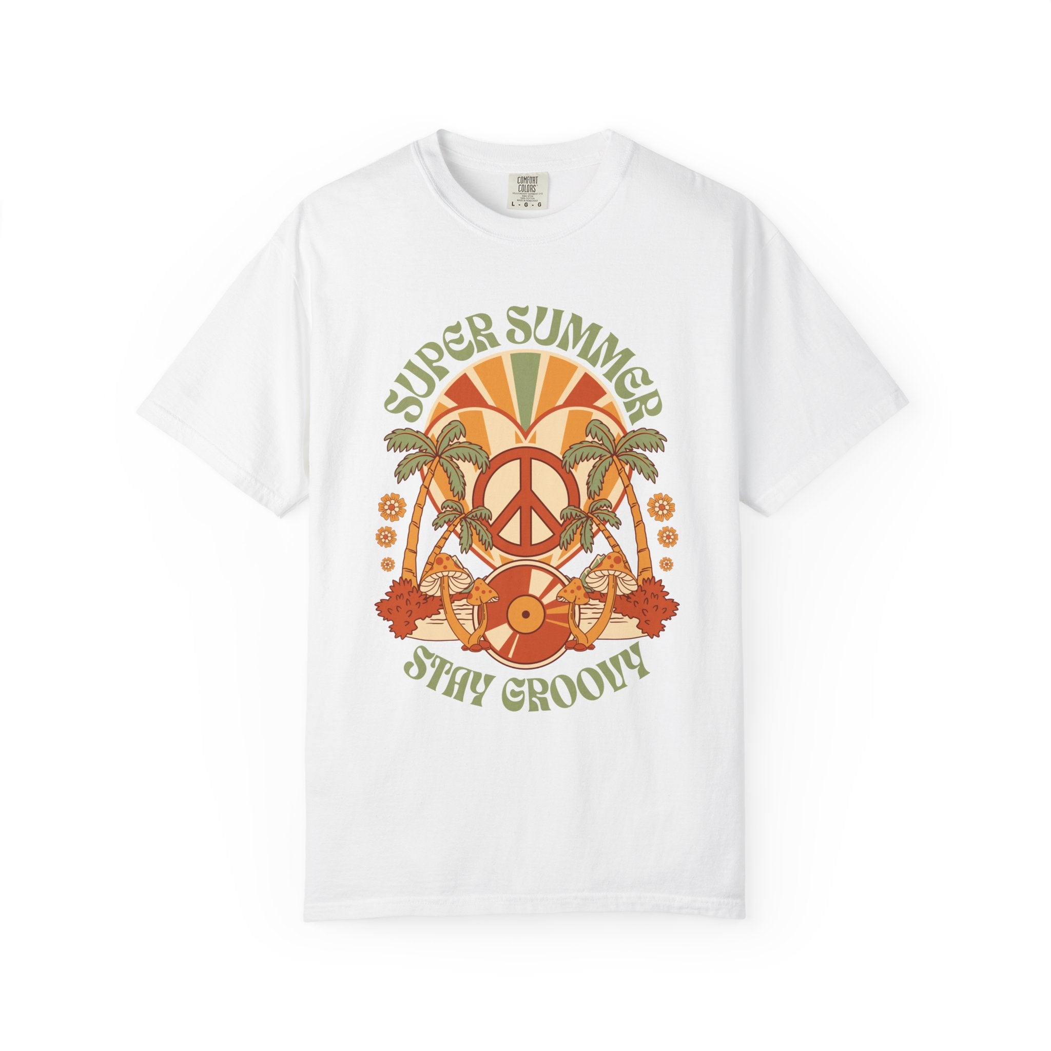 Super Summer Groovy Tee – Peace, Palms & Retro Vibes
