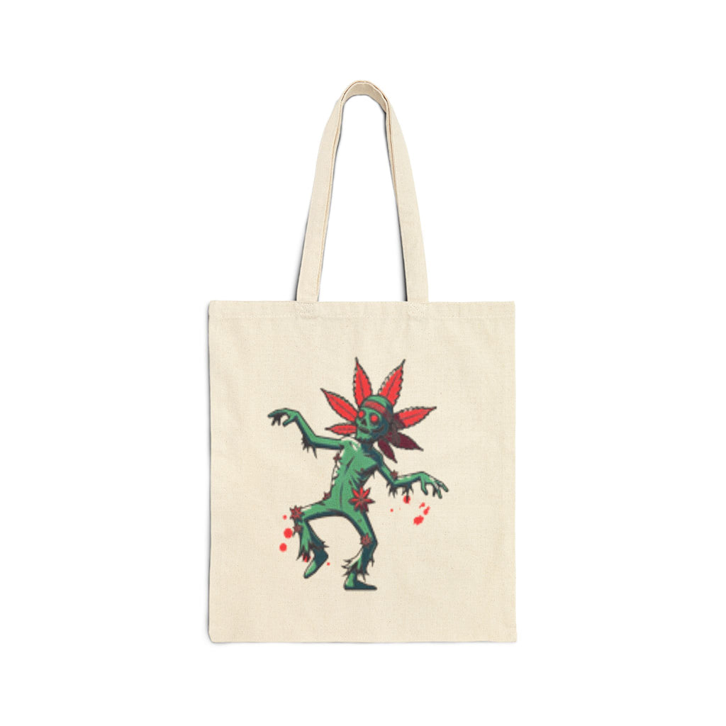Creepin' It Real Halloween Cotton Canvas Tote Bag – Treats, Tricks & Trippy Vibes!