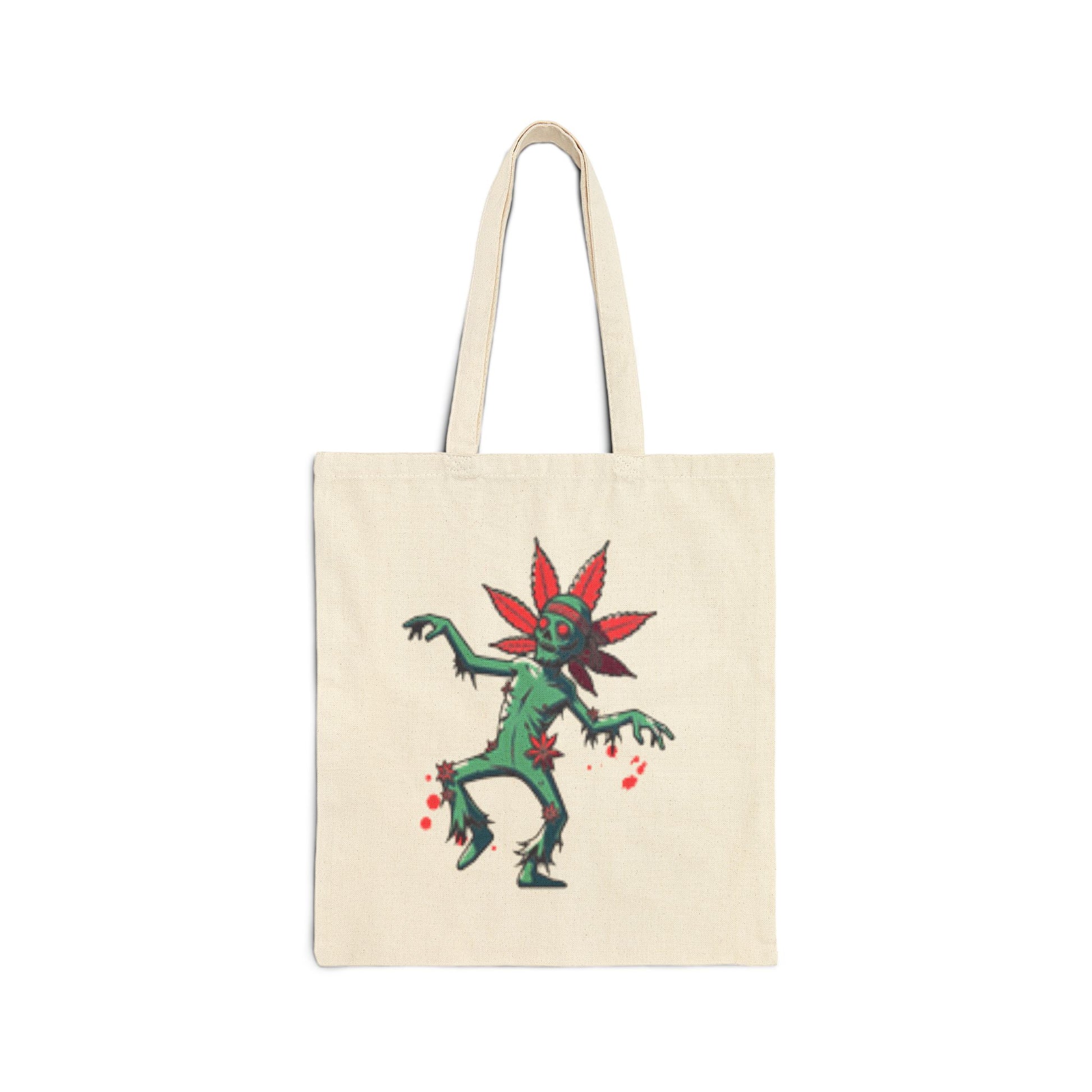 Creepin' It Real Halloween Cotton Canvas Tote Bag – Treats, Tricks & Trippy Vibes!