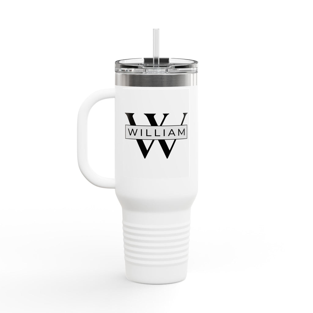 Personalized Custom Tumbler with Initials, Handle & Straw  40oz