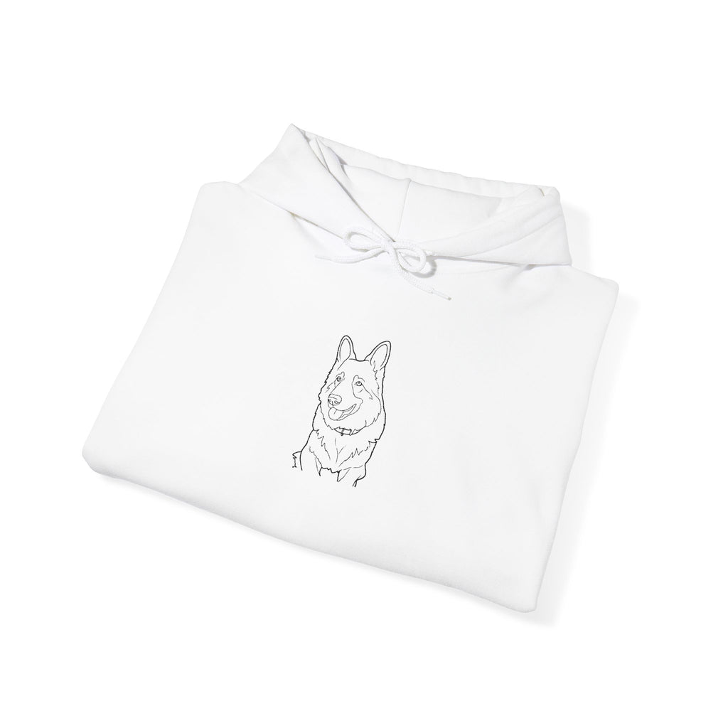 Minimalist German Shepherd Hoodie — Hand-Drawn Dog Portrait Pullover