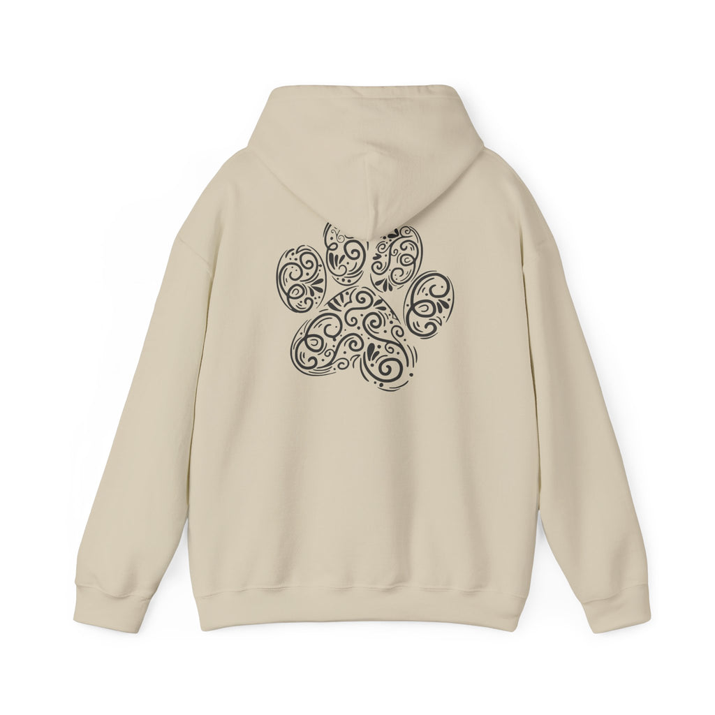Pawprint Swirl Hoodie — Decorative Paw Print Animal Lover Sweatshirt