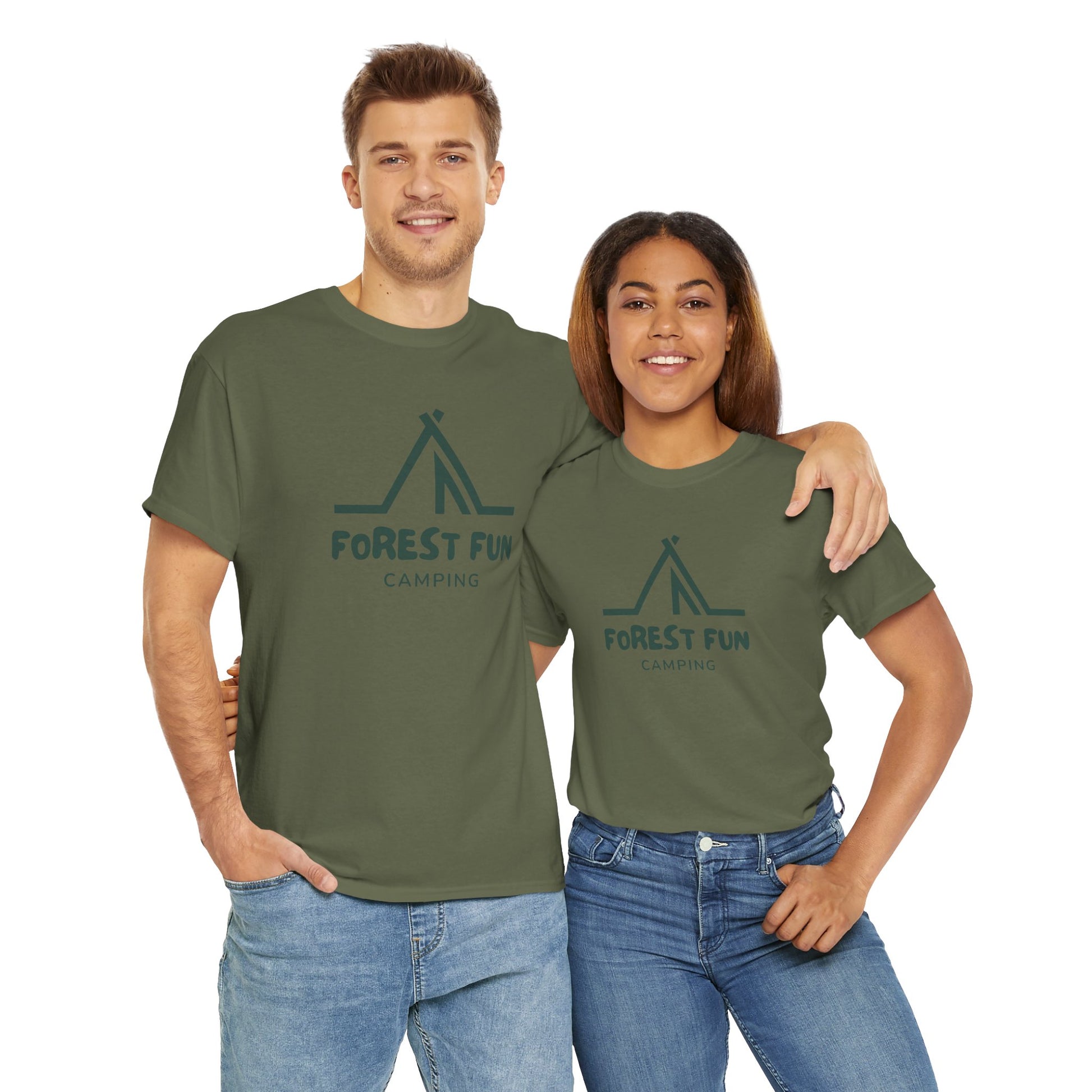 Forest Fun Camping Tee, Unisex Heavy Cotton T-Shirt