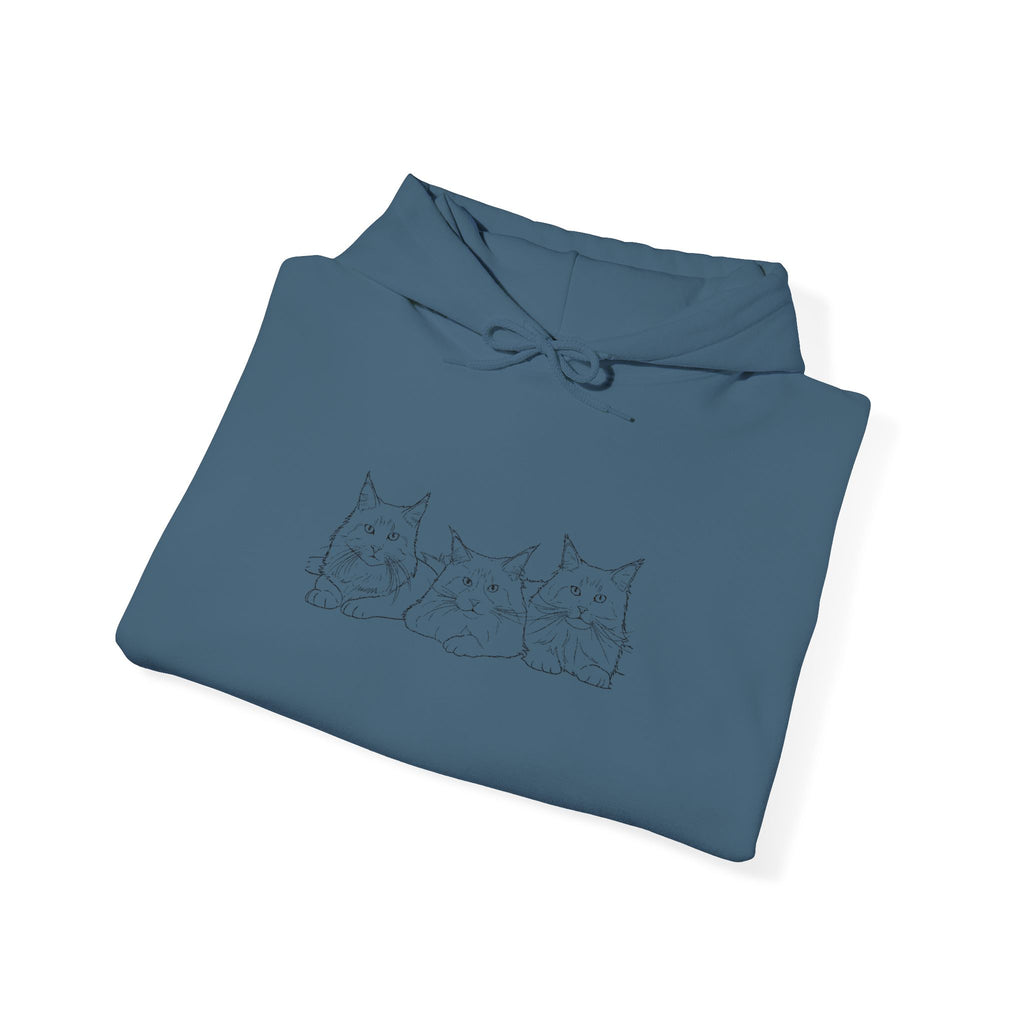 Cute Cat Trio Hoodie —Custom Embroidered Cat Snuggle