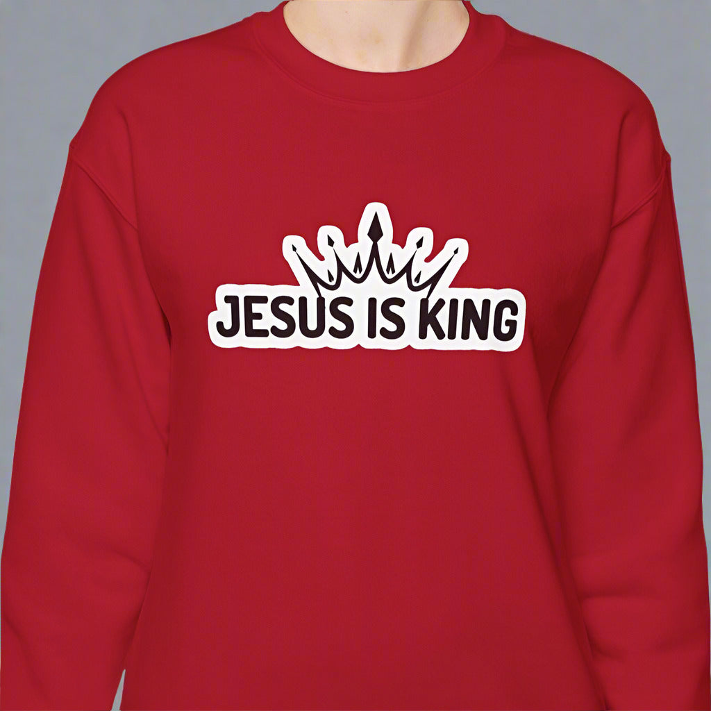 "Jesus is King" Christian Unisex Crewneck Sweatshirt – Bold Faith, Cozy Comfort