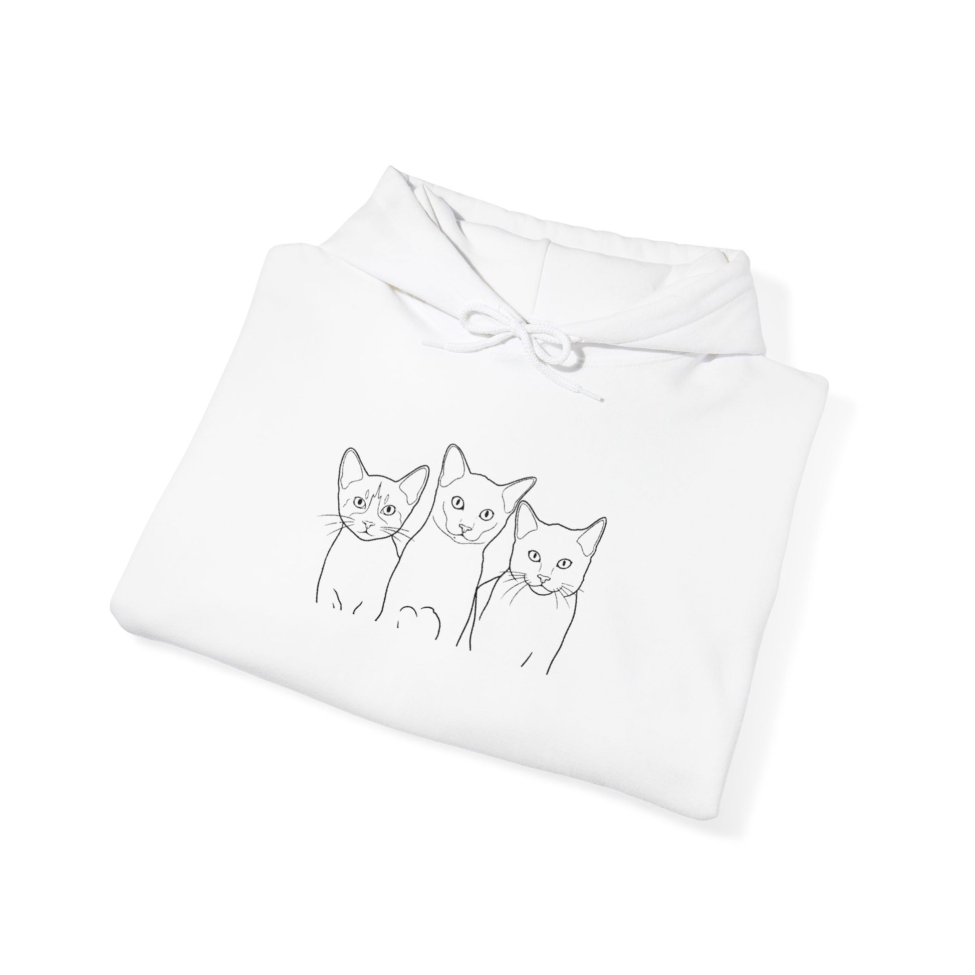 Triple Trouble Cat Hoodie – Unisex Unisex Heavy Blend™ Comfort with Embroidered Whiskers