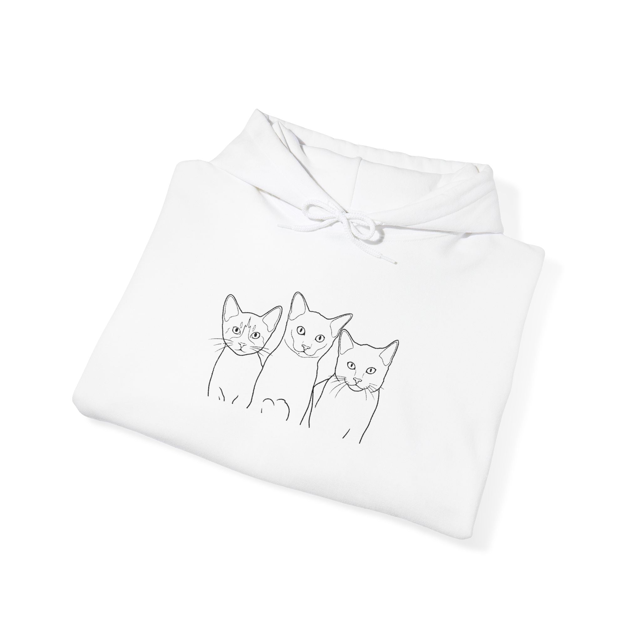 Triple Trouble Cat Hoodie – Unisex Unisex Heavy Blend™ Comfort with Embroidered Whiskers