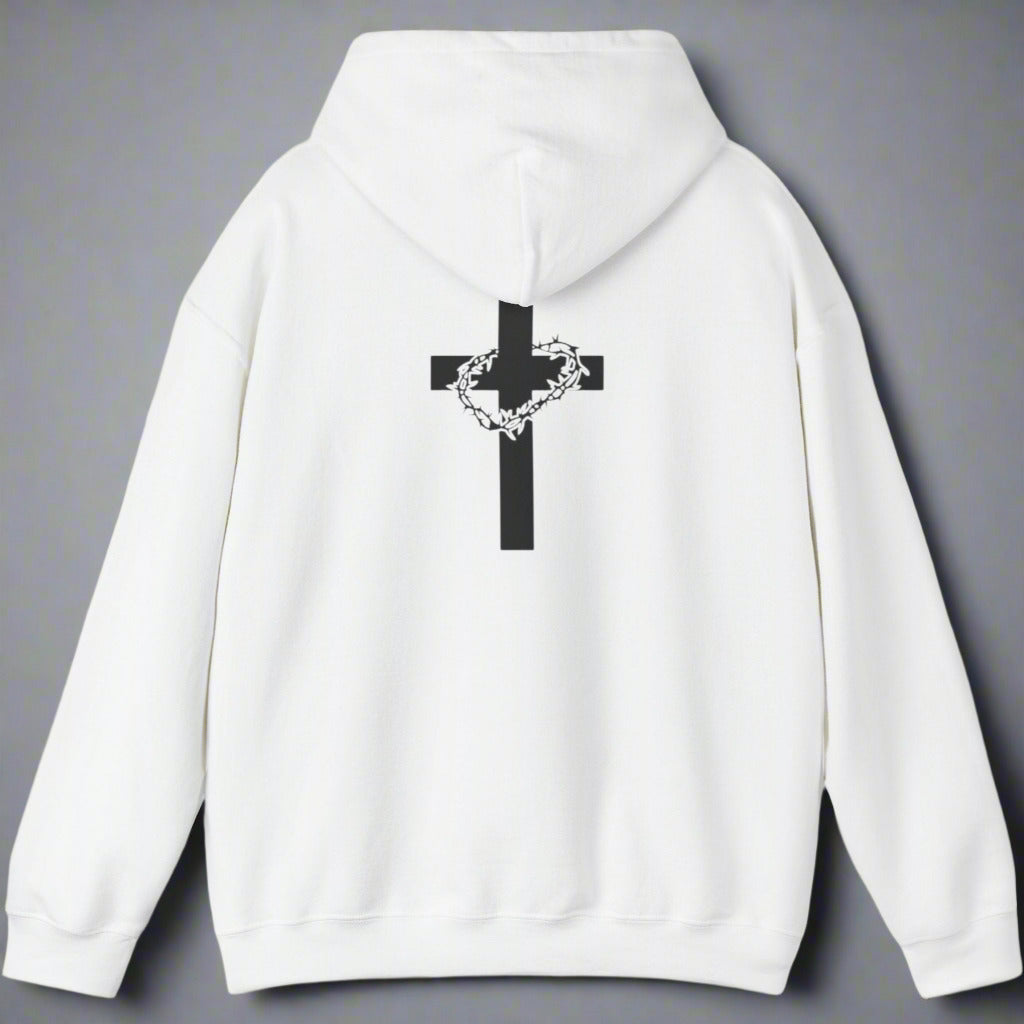 "He Is Risen" Cross & Crown of Thorns Christian Hoodie – Faith in Every Thread