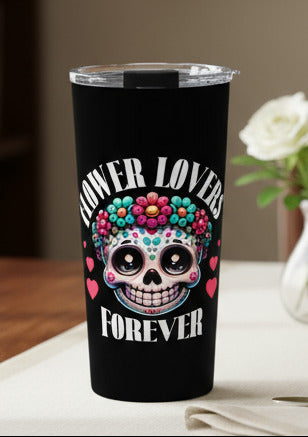 “Flower to the Bone” Halloween Skull 20oz Stainless Steel Tumbler