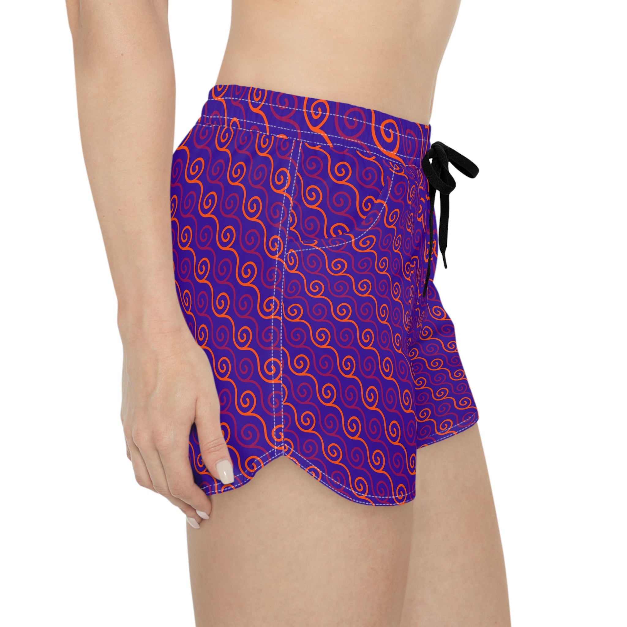 Sunset Spiral Women’s Lounge Shorts-Vibrant Swim, Surf & Beach Shorts