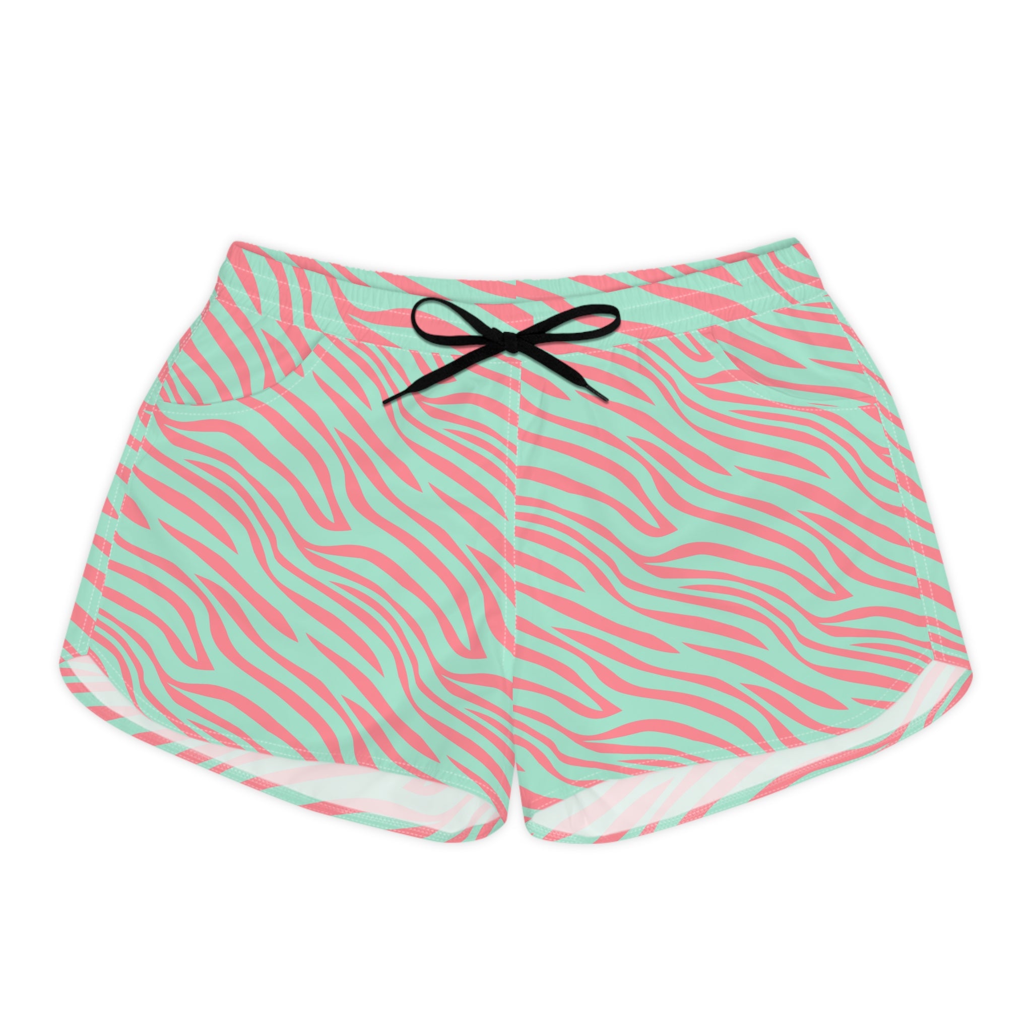 Mint & Coral Zebra Print Women's Casual Shorts — Summer Lounge & Beachwear