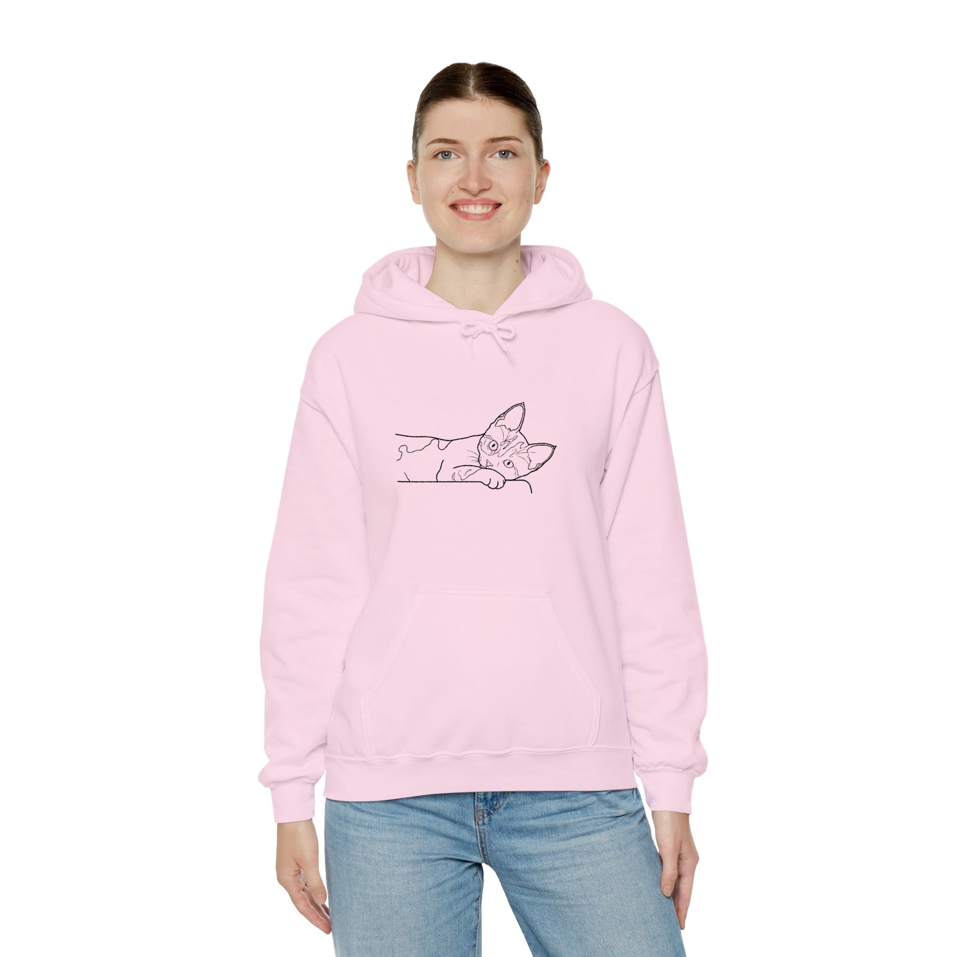 Purrfectly Chill – Custom Embroidered Cat Hoodie (Unisex Comfort Fit)