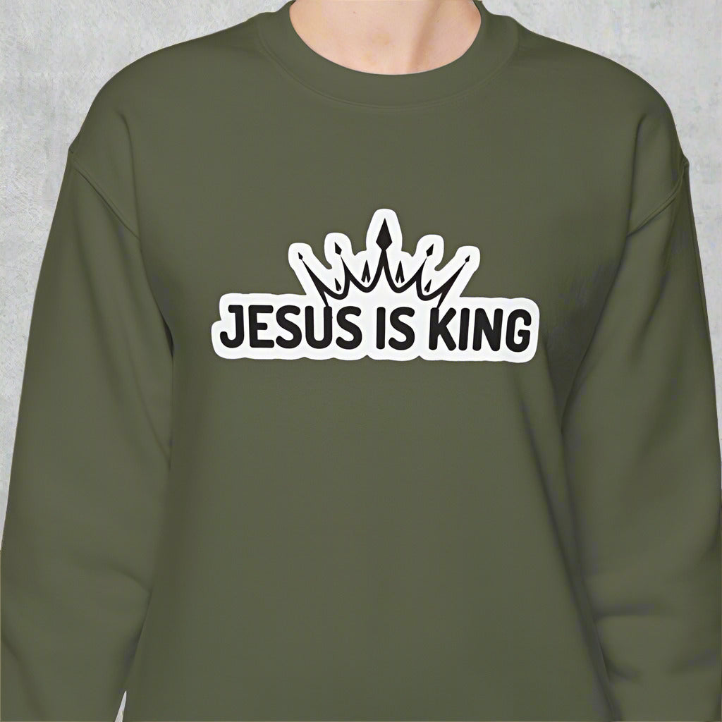 "Jesus is King" Christian Unisex Crewneck Sweatshirt – Bold Faith, Cozy Comfort