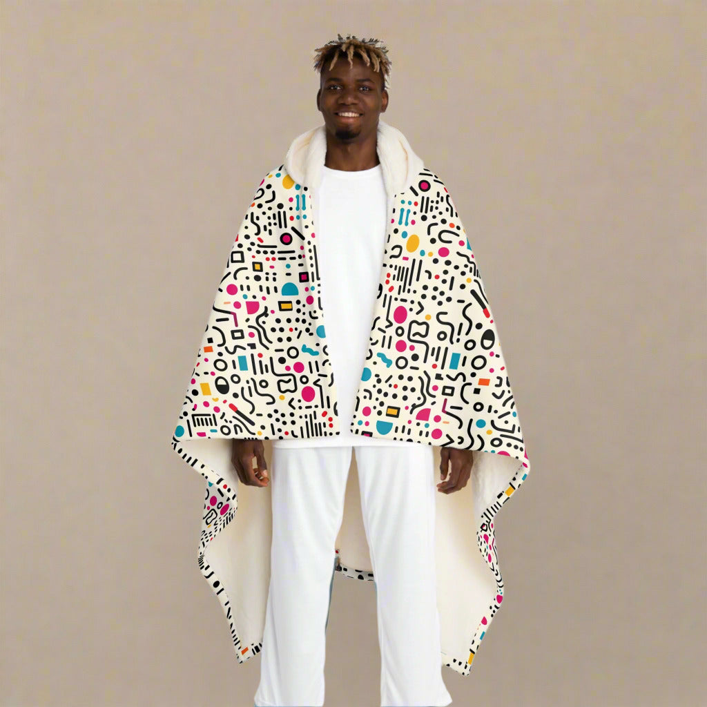 Unisex Hooded Sherpa Fleece Blanket