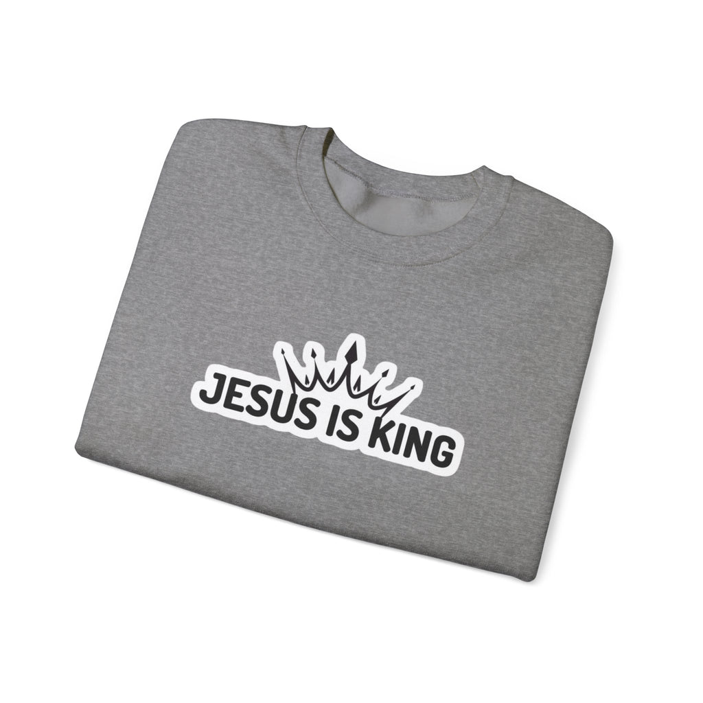 "Jesus is King" Christian Unisex Crewneck Sweatshirt – Bold Faith, Cozy Comfort