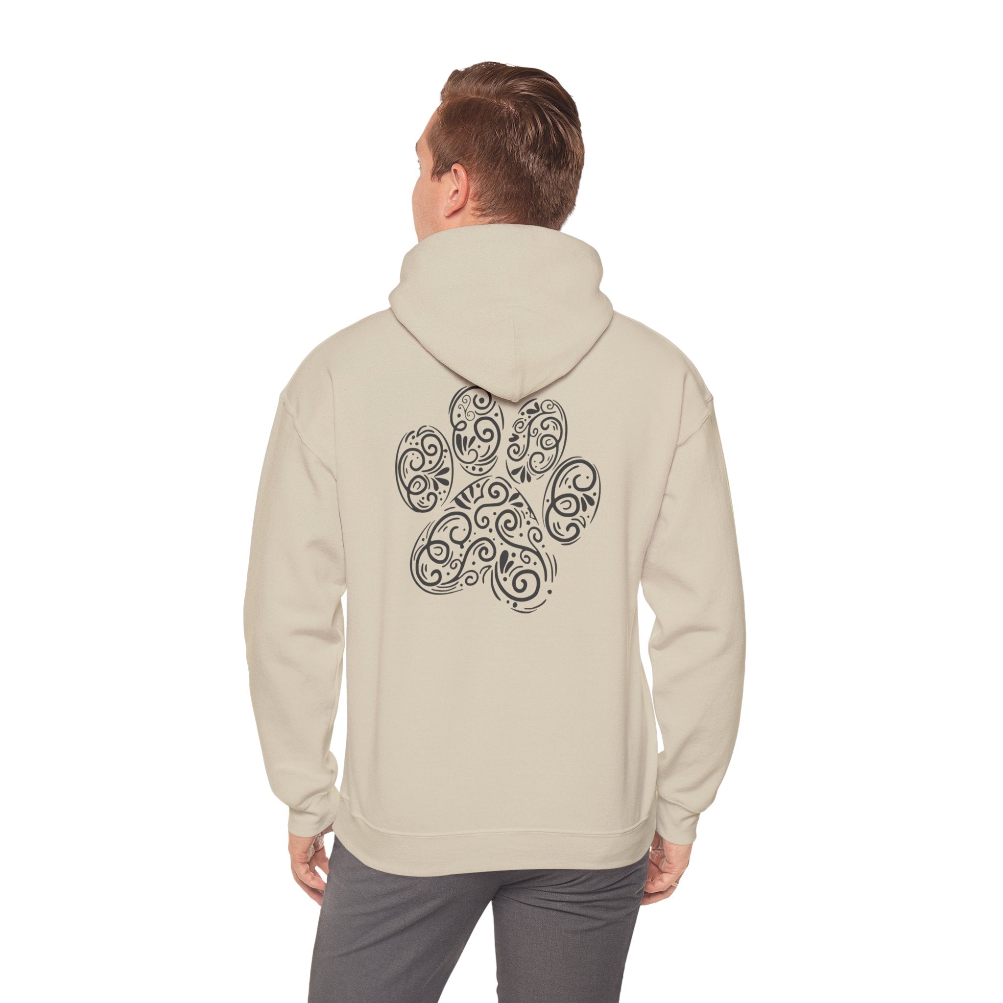 Pawprint Swirl Hoodie — Decorative Paw Print Animal Lover Sweatshirt