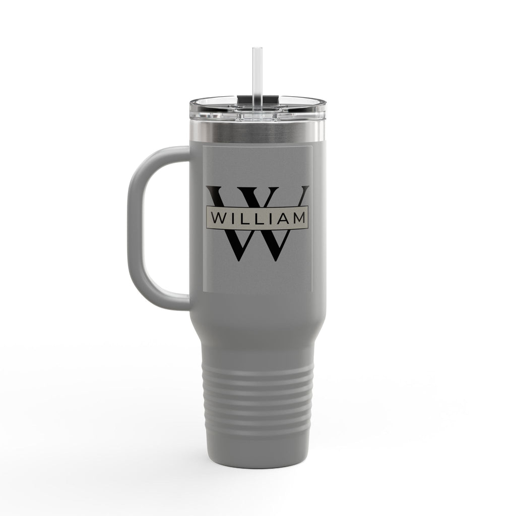 Personalized Custom Tumbler with Initials, Handle & Straw  40oz