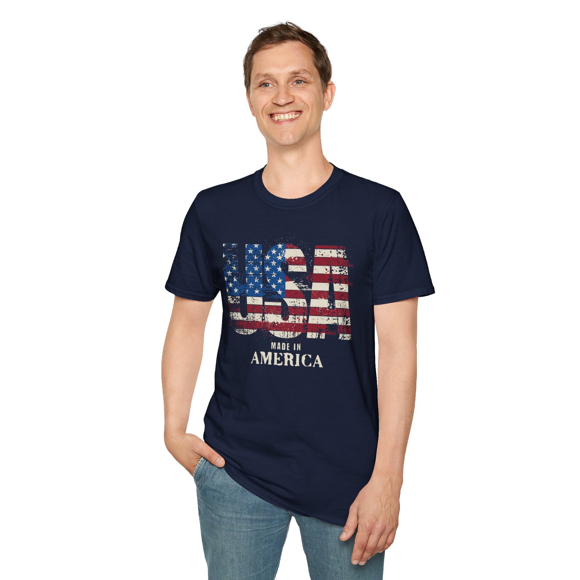 Made in America-American Flag Graphic Tee for the 4th of July