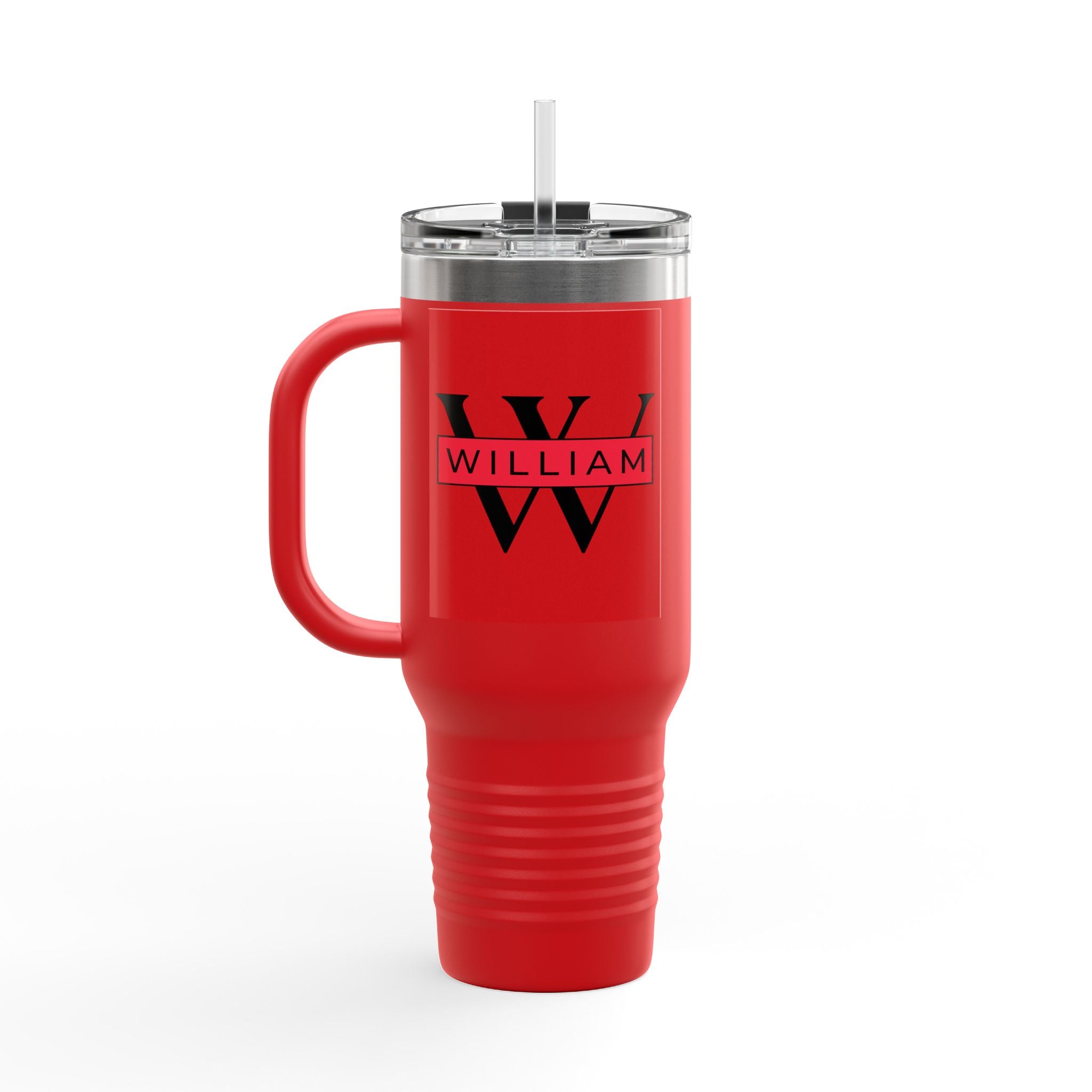 Personalized Custom Tumbler with Initials, Handle & Straw  40oz
