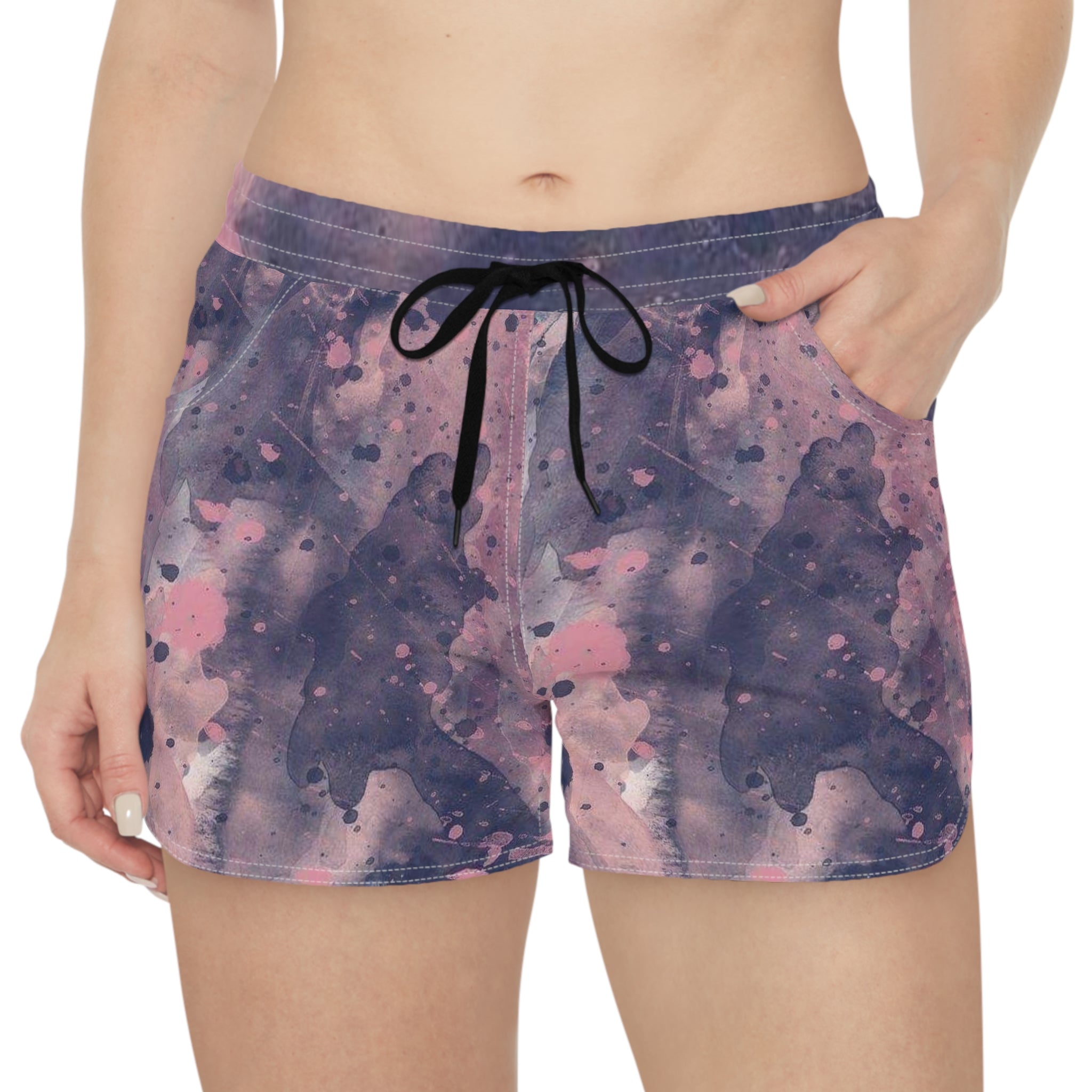 Blush Ink Women’s Board Shorts-Artistic Splash Swim and Beach Shorts
