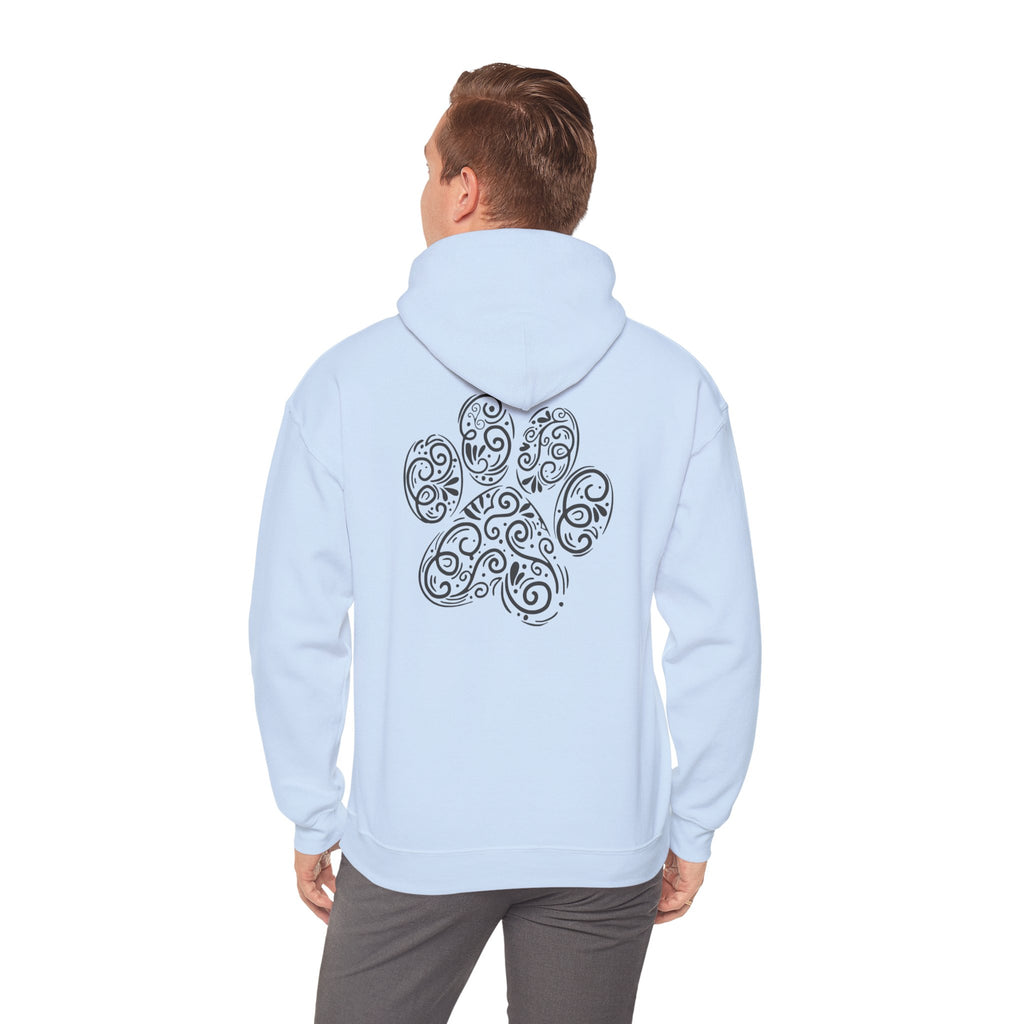 Pawprint Swirl Hoodie — Decorative Paw Print Animal Lover Sweatshirt