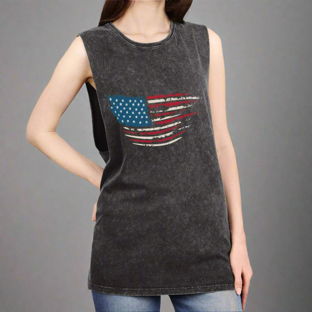 “Stars, Stripes & Sleeveless Vibes” – USA Flag Tank Top for 4th of July Fireworks & Freedom