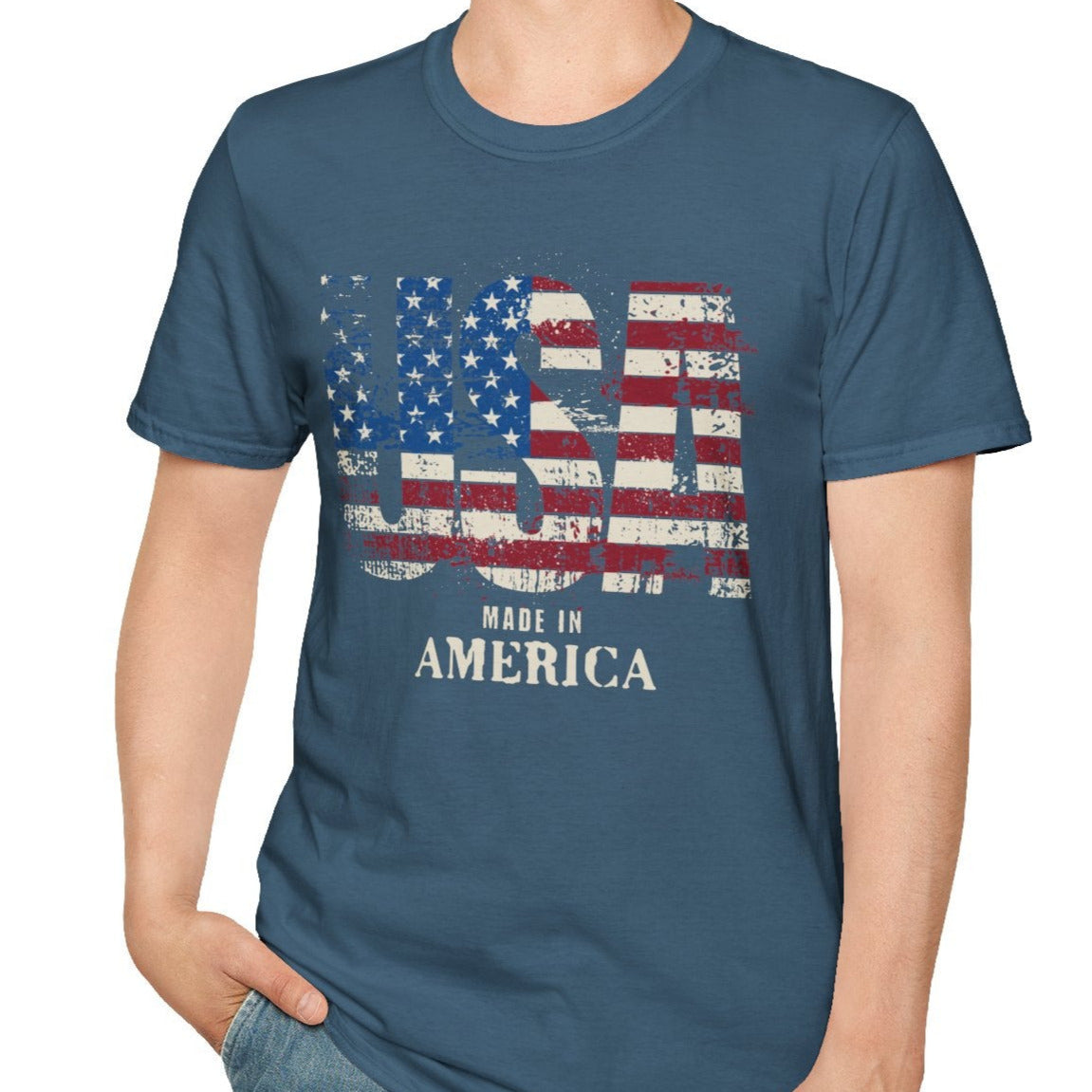 Made in America-American Flag Graphic Tee for the 4th of July