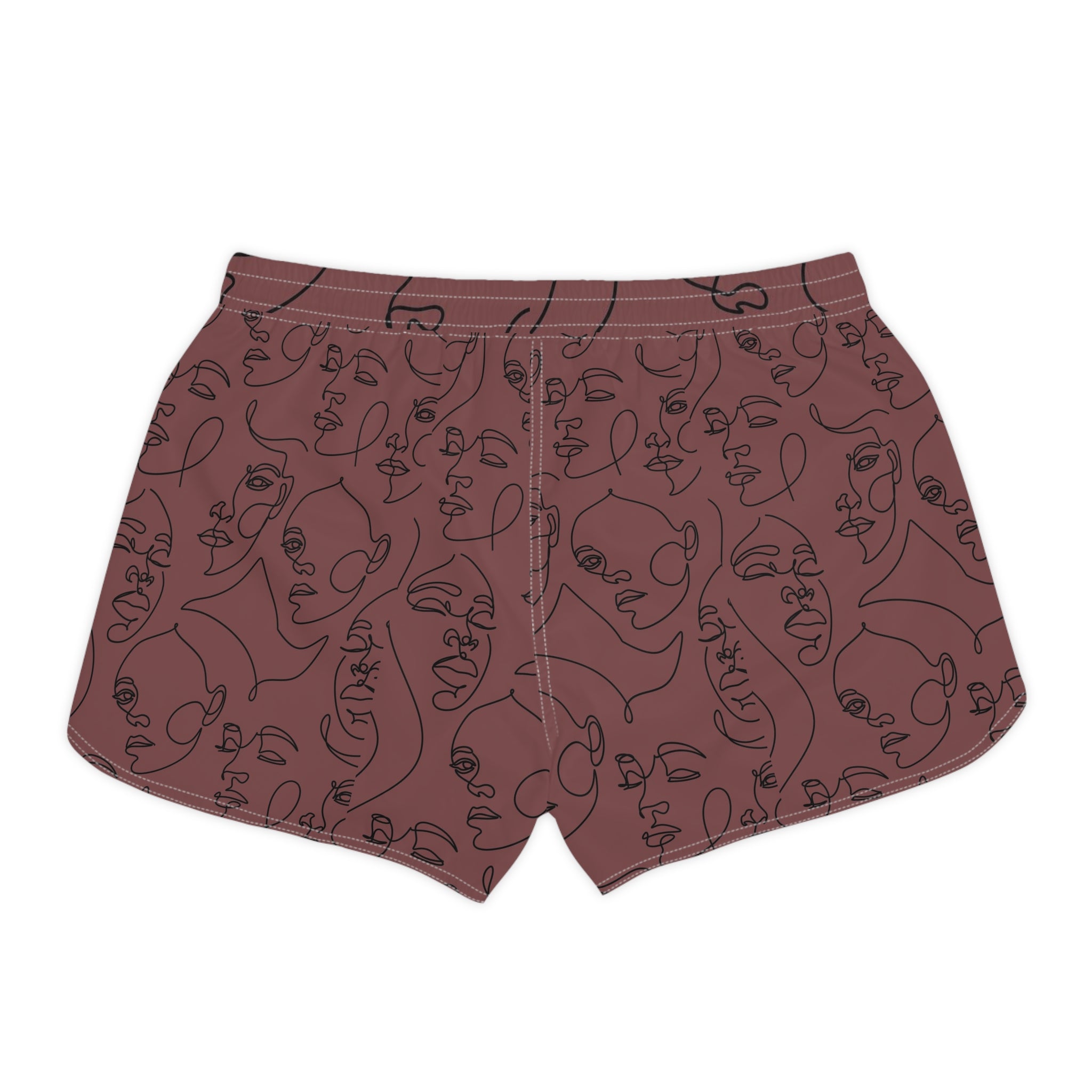 Abstract Muse Women’s Board Shorts-Artistic Face Print Swim & Surf Shorts