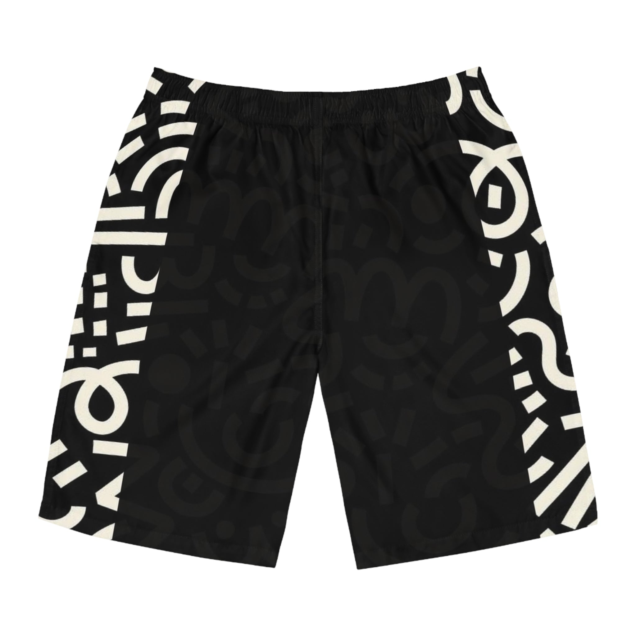 Men's Black Abstract Monochrome Board Shorts