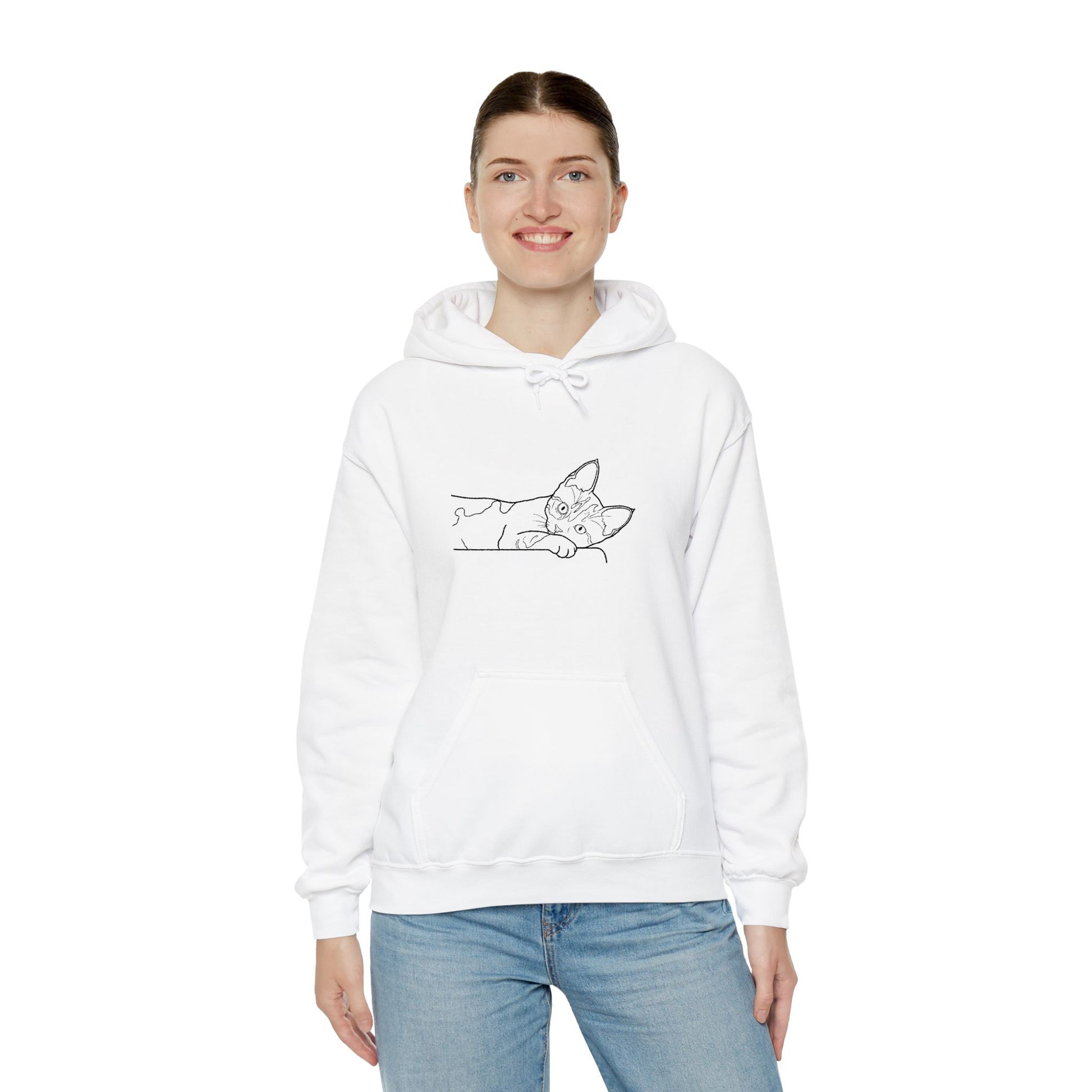 Purrfectly Chill – Custom Embroidered Cat Hoodie (Unisex Comfort Fit)