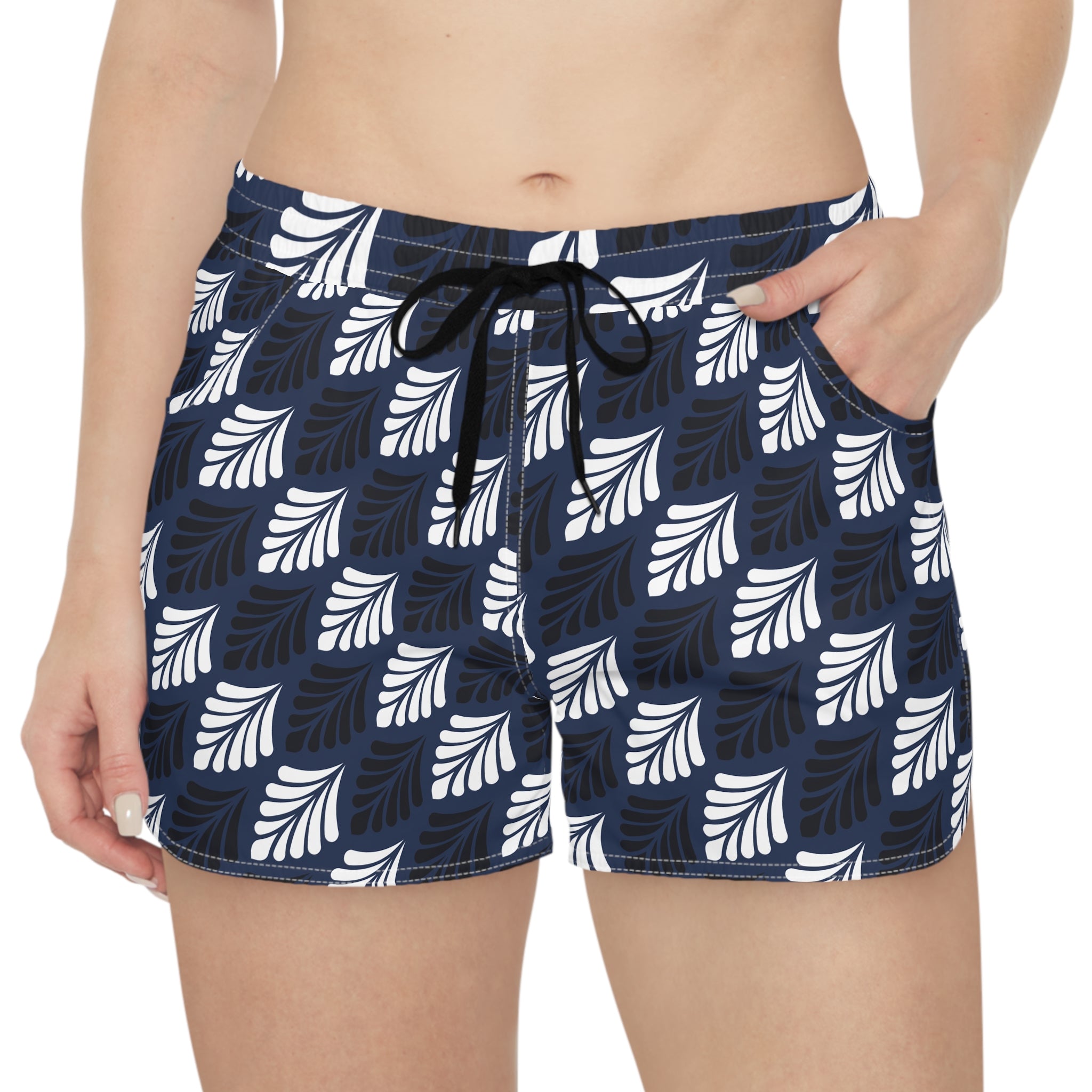 Midnight Palm Women’s Lounge Shorts-Chic Swim & Surf Shorts