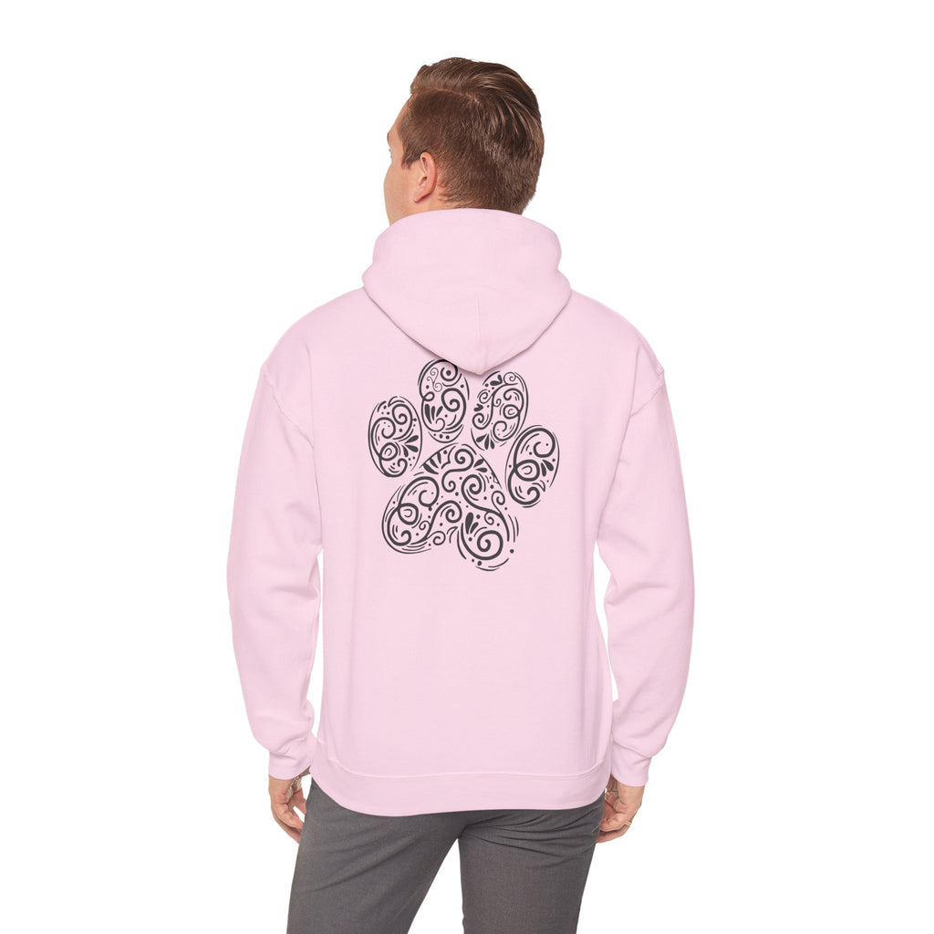 Pawprint Swirl Hoodie — Decorative Paw Print Animal Lover Sweatshirt