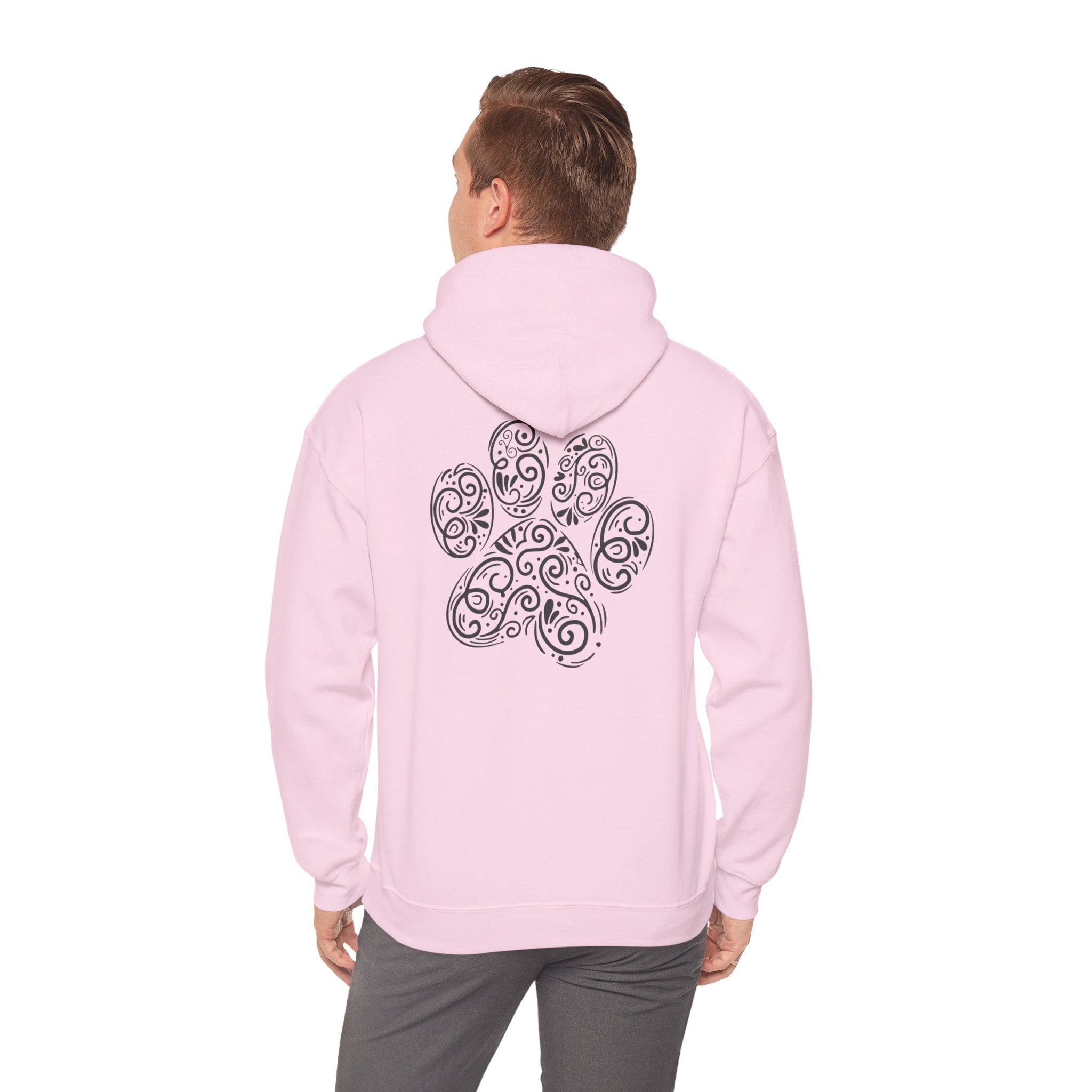 Pawprint Swirl Hoodie — Decorative Paw Print Animal Lover Sweatshirt