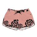 Rose Print Casual Shorts — Pink Black Floral Women’s Summer Shorts