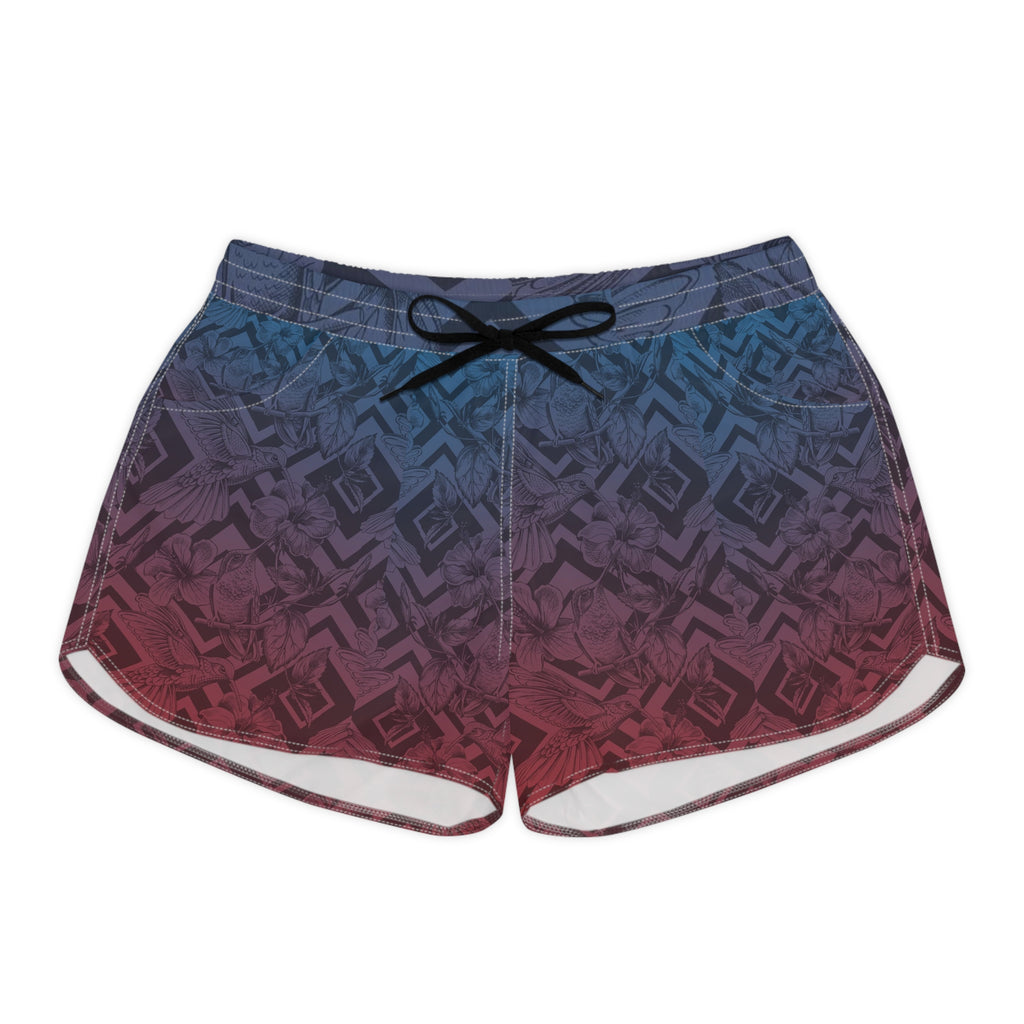 Tropical Twilight Hummingbird Stylish Womens Swim Shorts & Surf Ready Beachwear