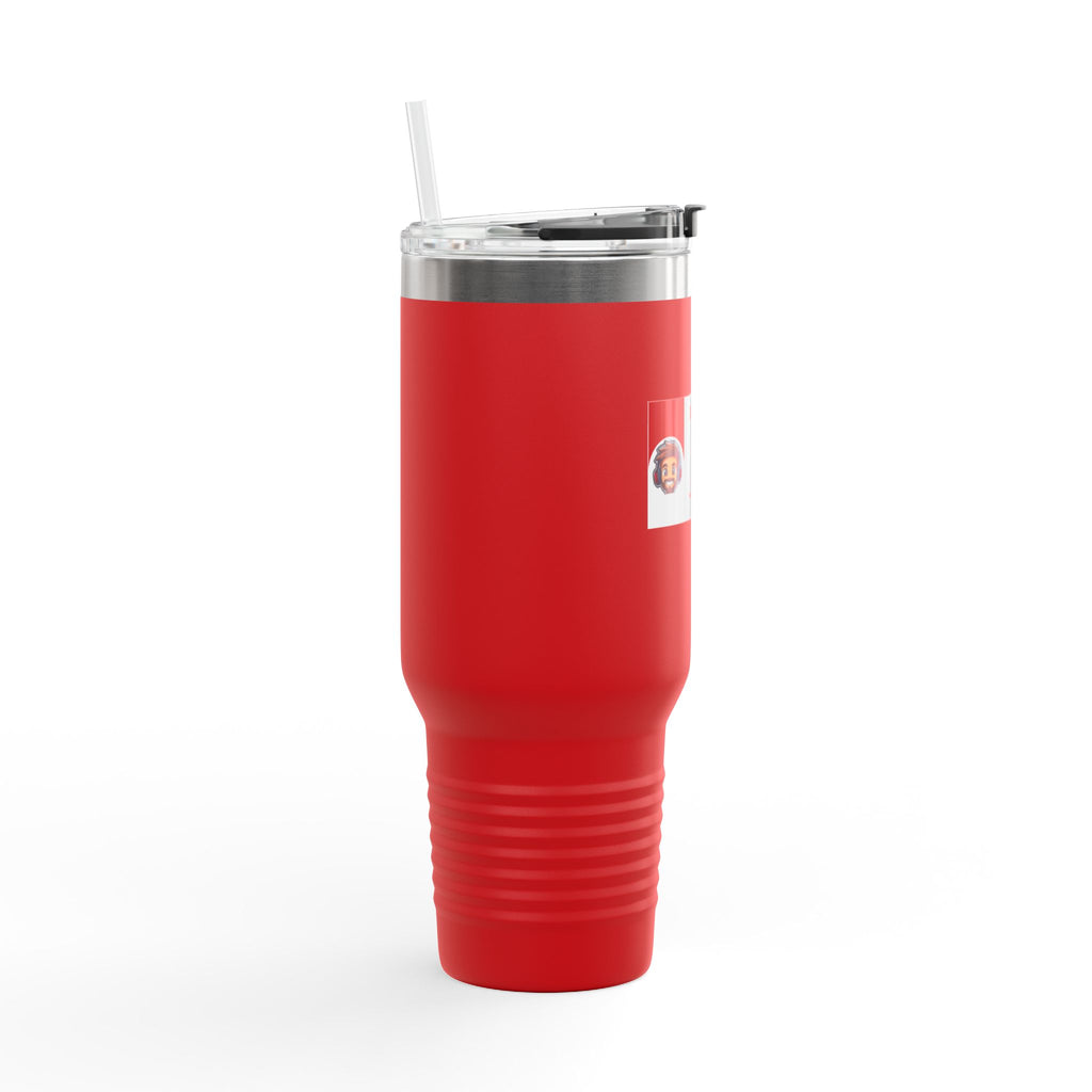 Custom Insulated Coffee Tumbler with Logo, Handle & Straw-Office Business Card Tumbler