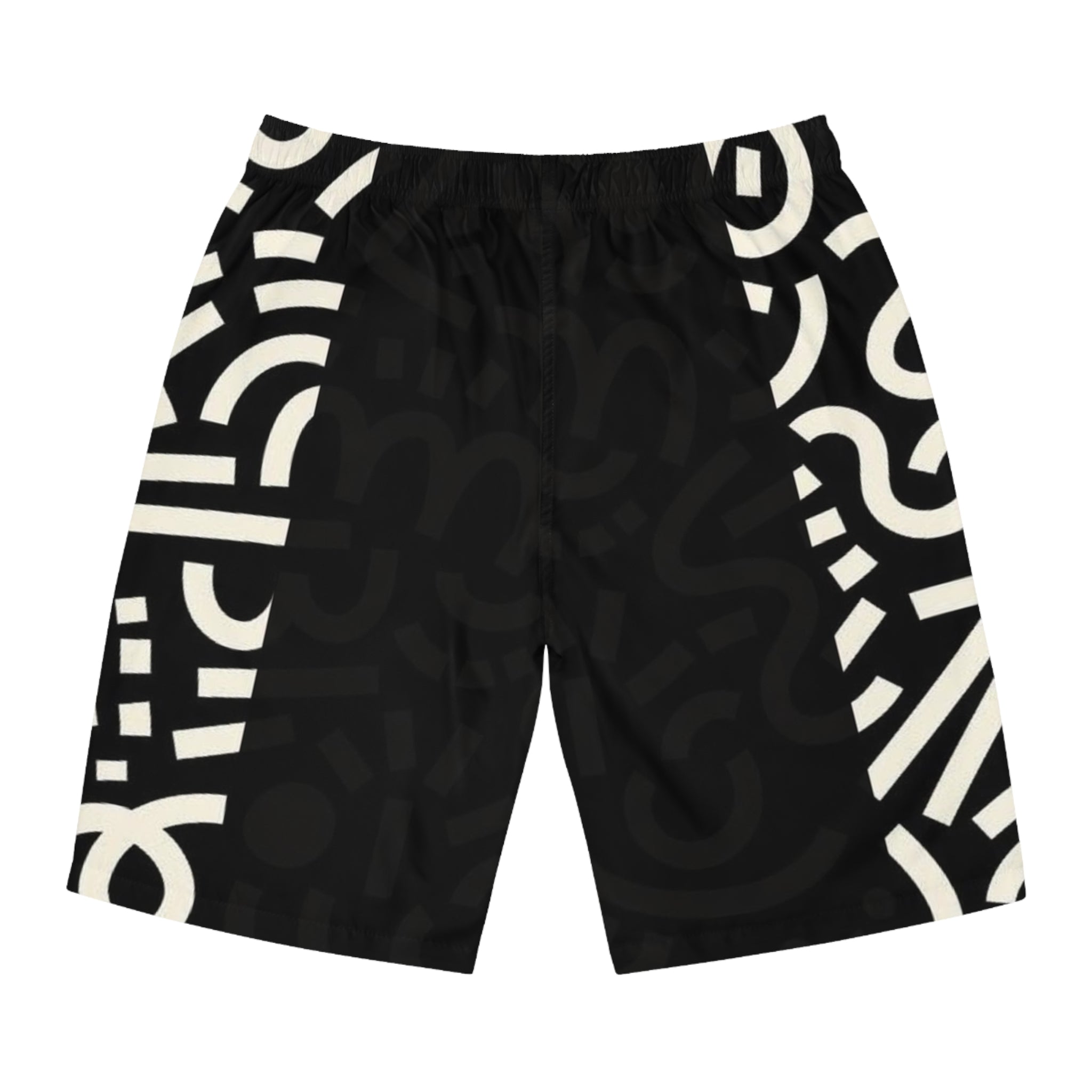 Men's Black Abstract Monochrome Board Shorts