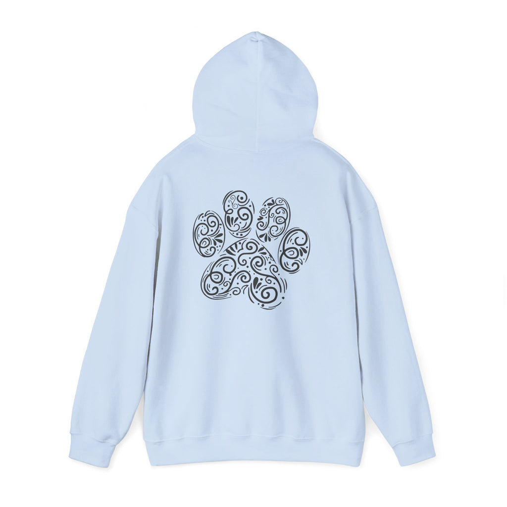 Pawprint Swirl Hoodie — Decorative Paw Print Animal Lover Sweatshirt