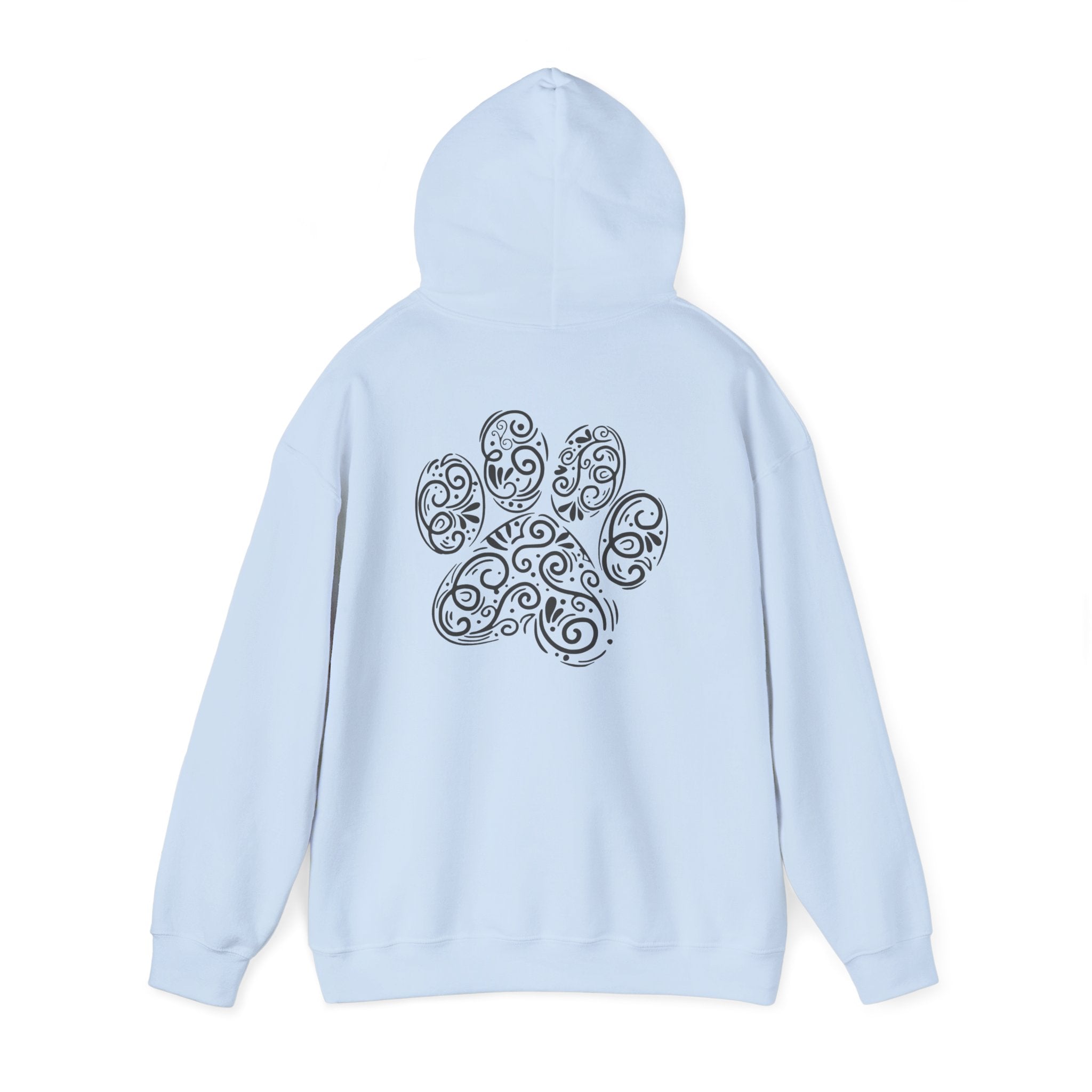 Pawprint Swirl Hoodie — Decorative Paw Print Animal Lover Sweatshirt