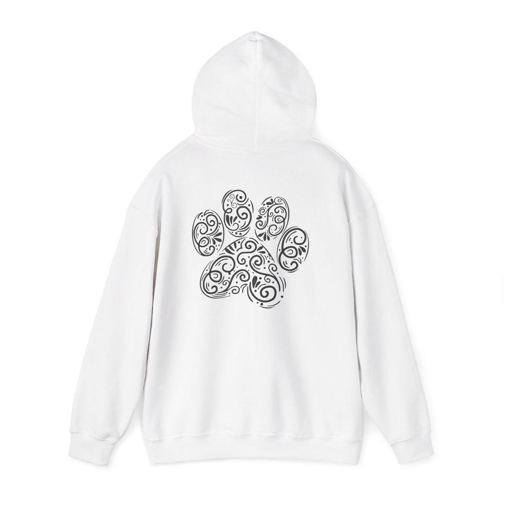 Pawprint Swirl Hoodie — Decorative Paw Print Animal Lover Sweatshirt
