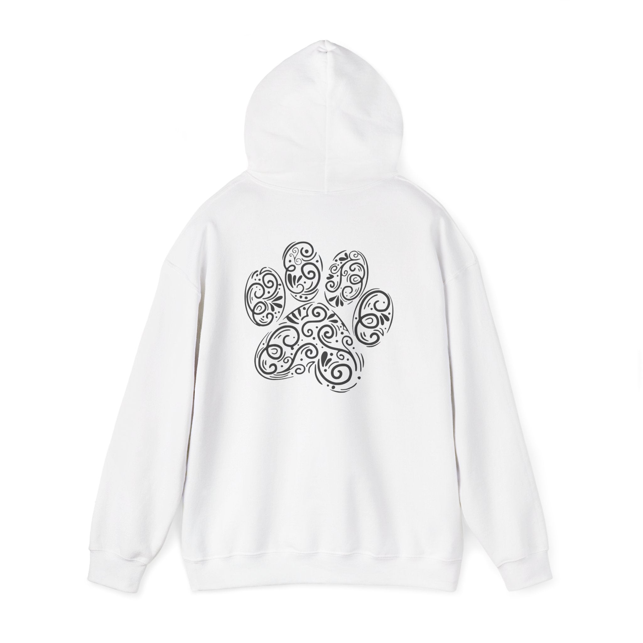Pawprint Swirl Hoodie — Decorative Paw Print Animal Lover Sweatshirt