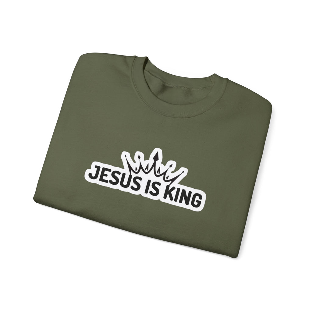 "Jesus is King" Christian Unisex Crewneck Sweatshirt – Bold Faith, Cozy Comfort